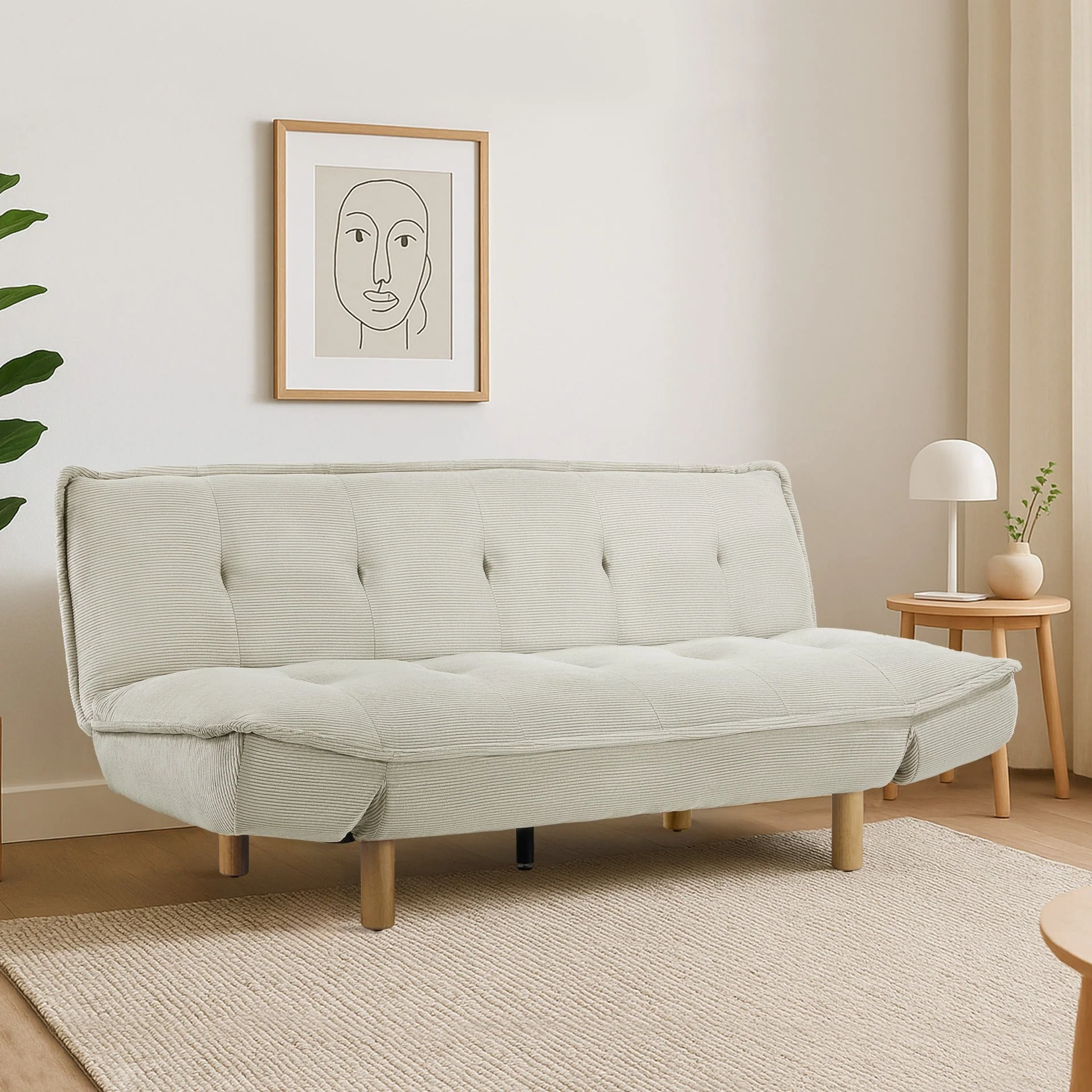 Alnwick 3 Seater Sofa Bed - Beige - Image 4