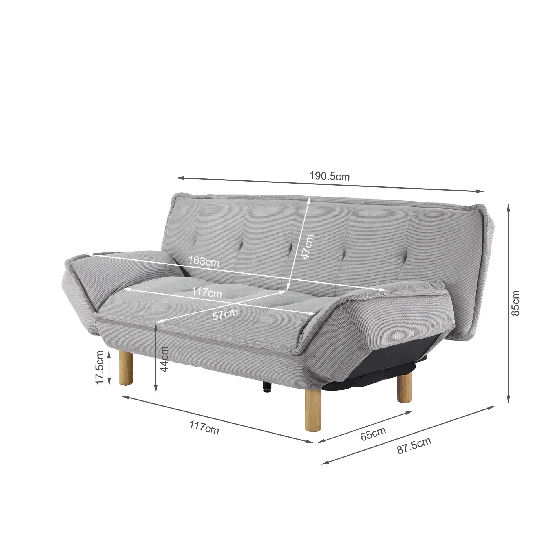 Alnwick 3 Seater Sofa Bed - Dark Grey - Image 16