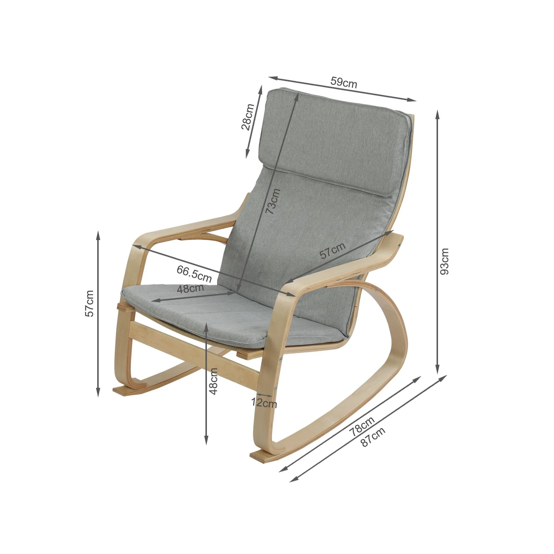 Alora Rocking Chair - Grey - Image 9