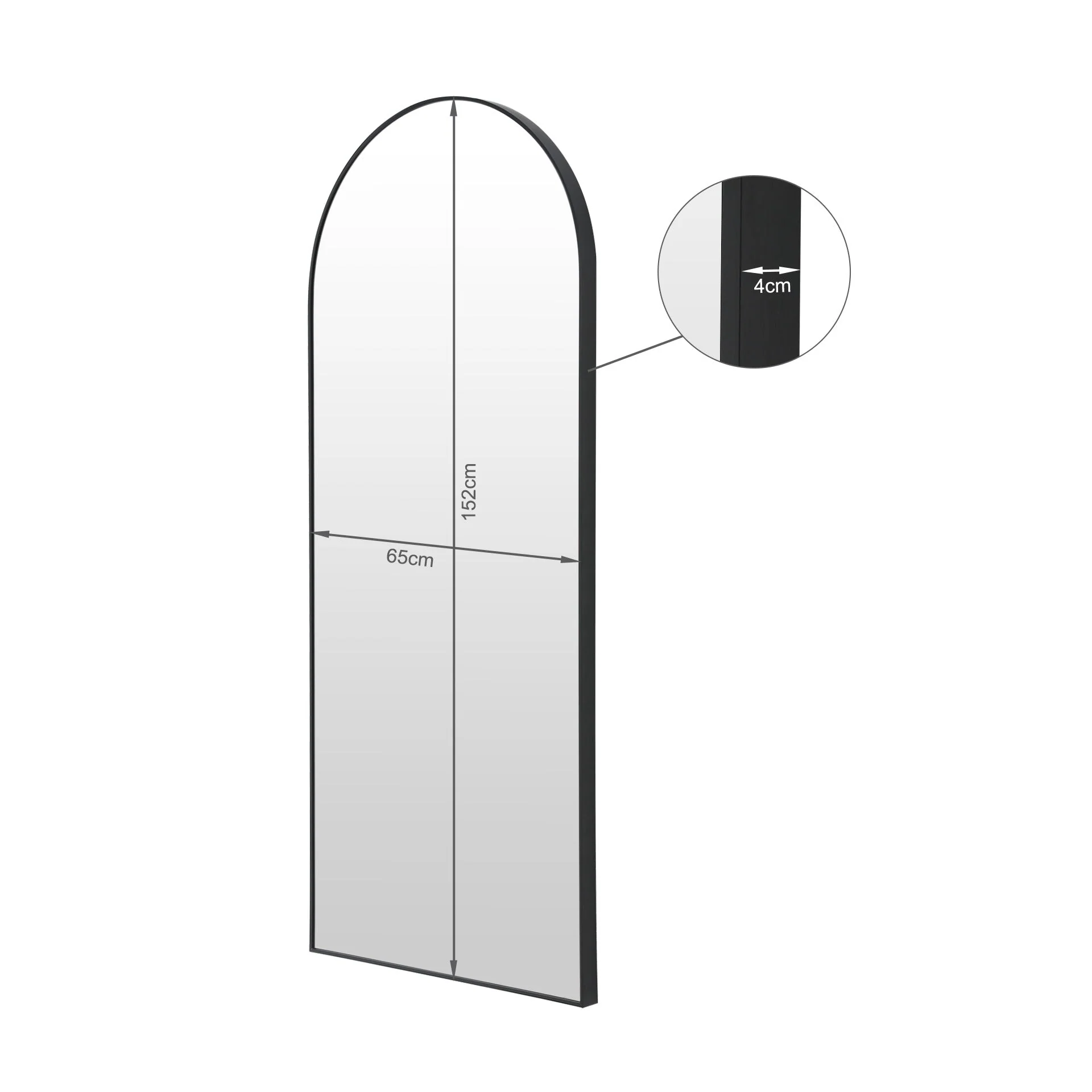 Alto Metal Arched Full Length Mirror - Black - Image 13