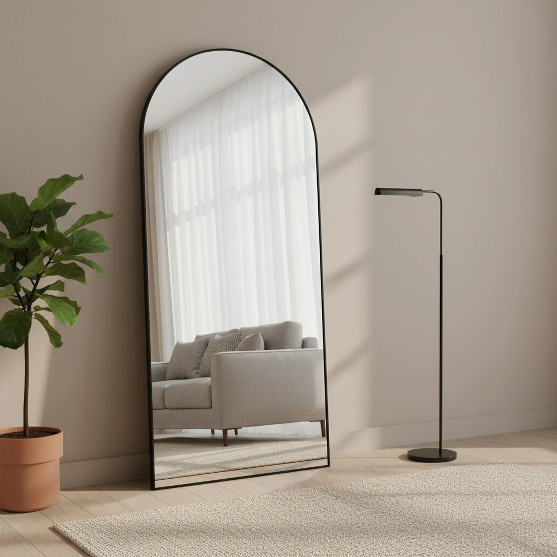 Alto Metal Arched Full Length Mirror - Black - Image 2