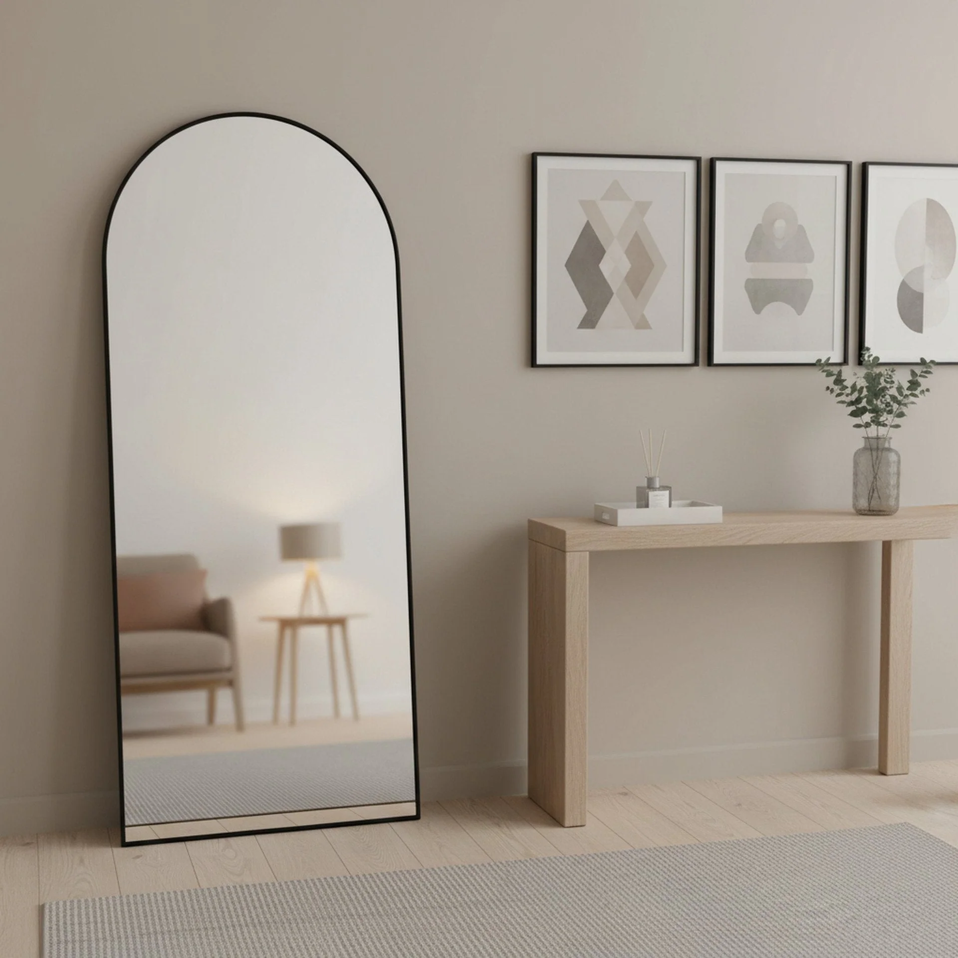 Alto Metal Arched Full Length Mirror - Black - Image 5