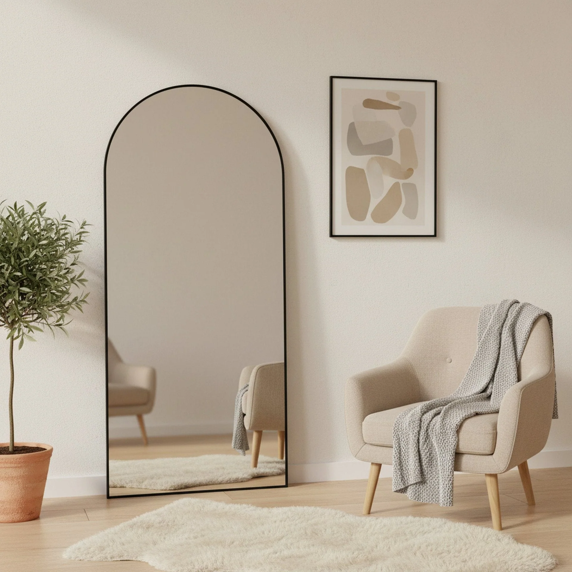 Alto Metal Arched Full Length Mirror - Black - Image 6