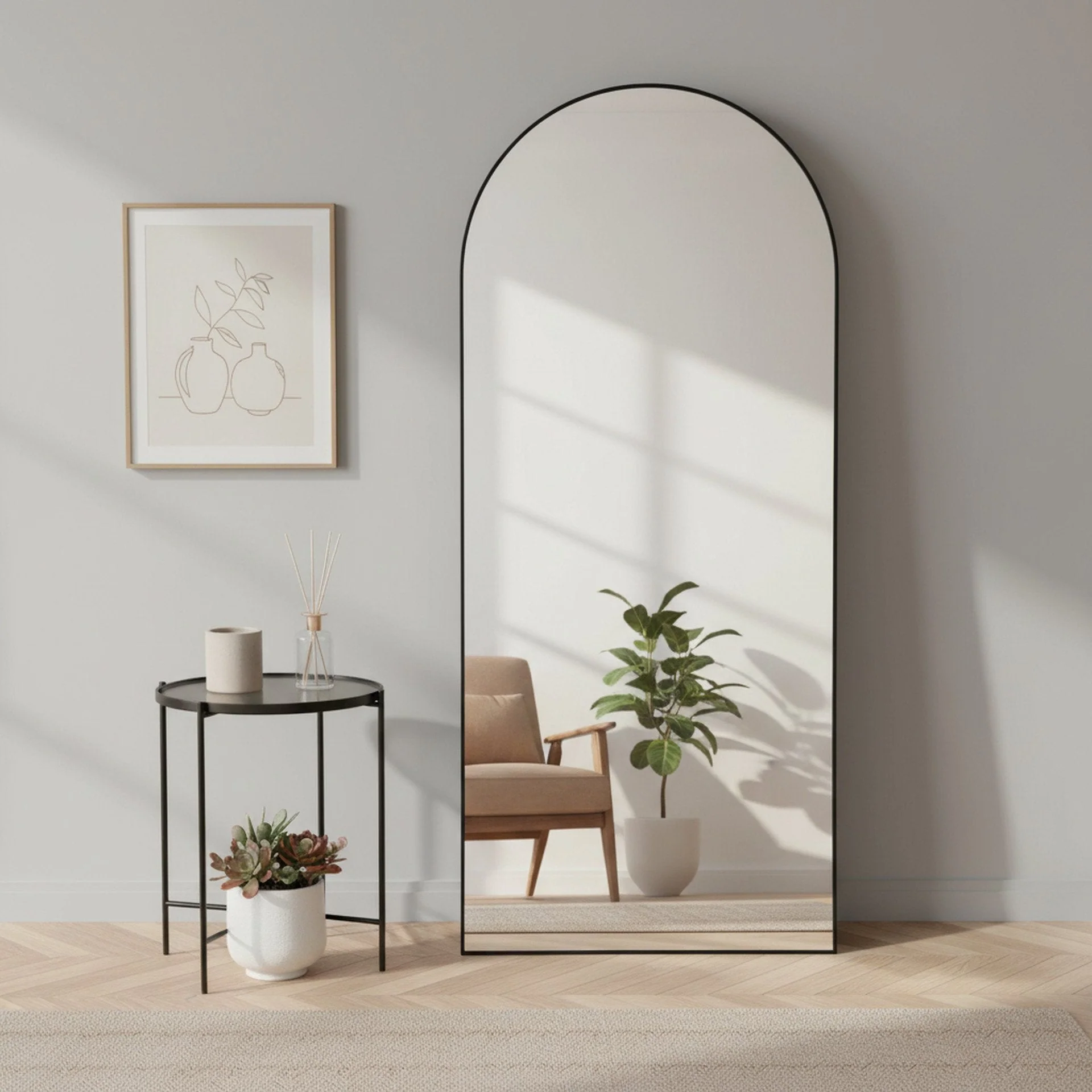 Alto Metal Arched Full Length Mirror - Black - Image 7