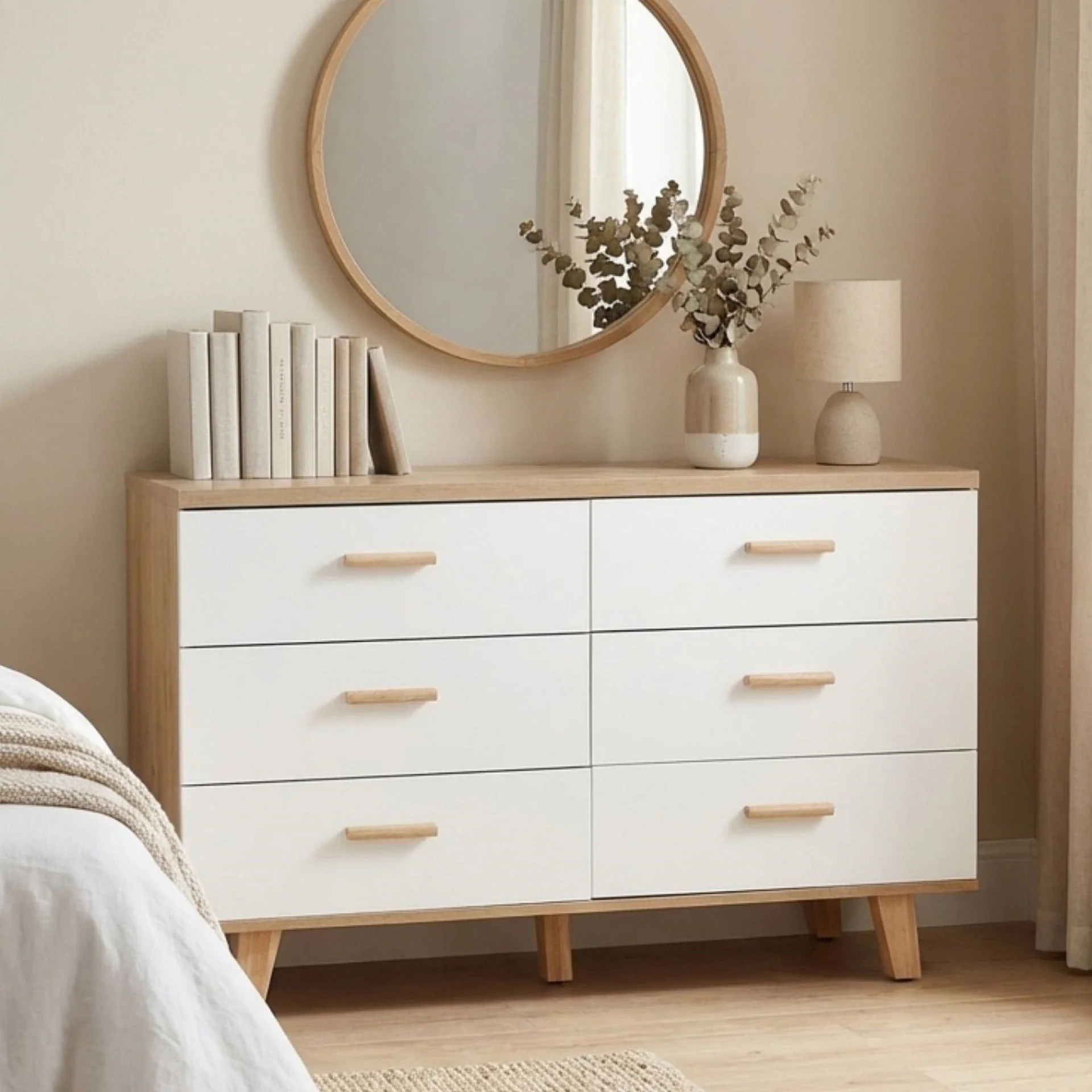Alton Low Boy 6 Drawers - Natural + White - Image 3