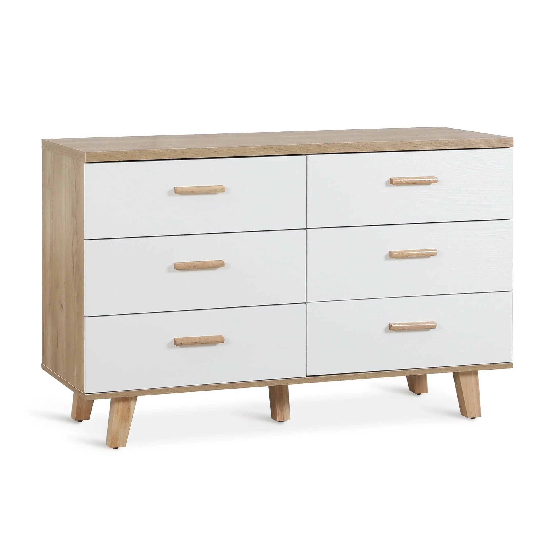 Alton Low Boy 6 Drawers - Natural + White - Image 6