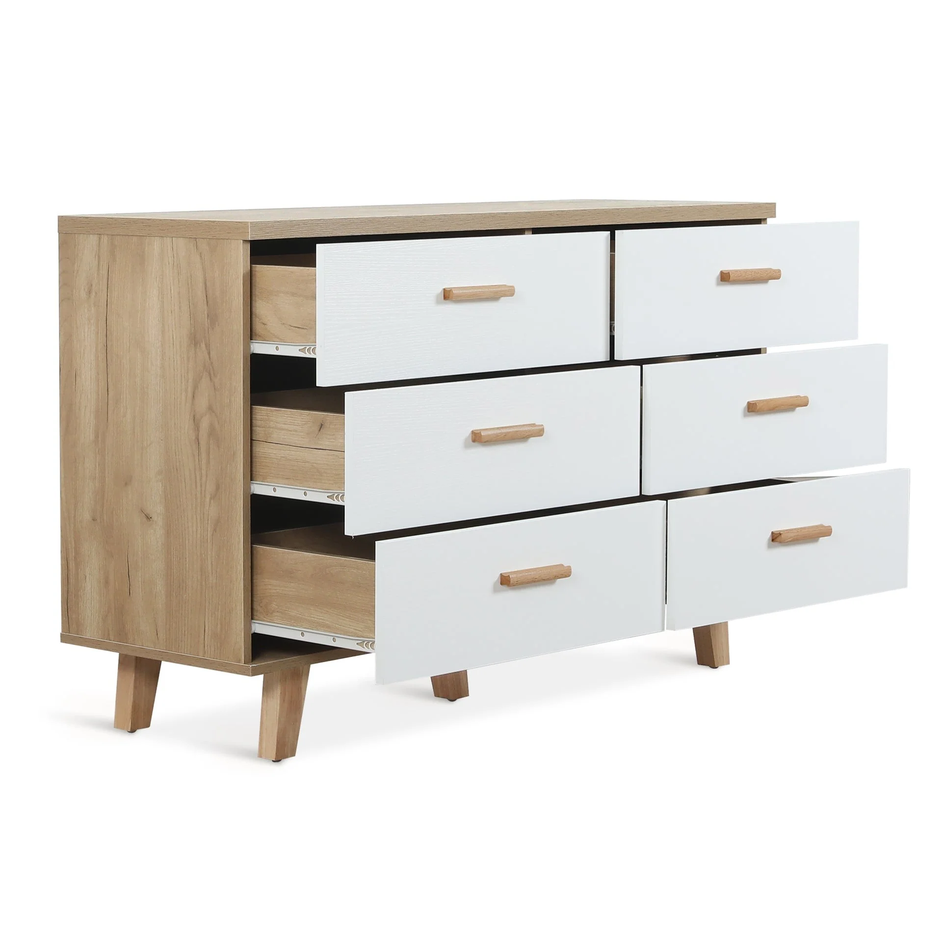 Alton Low Boy 6 Drawers - Natural + White - Image 8
