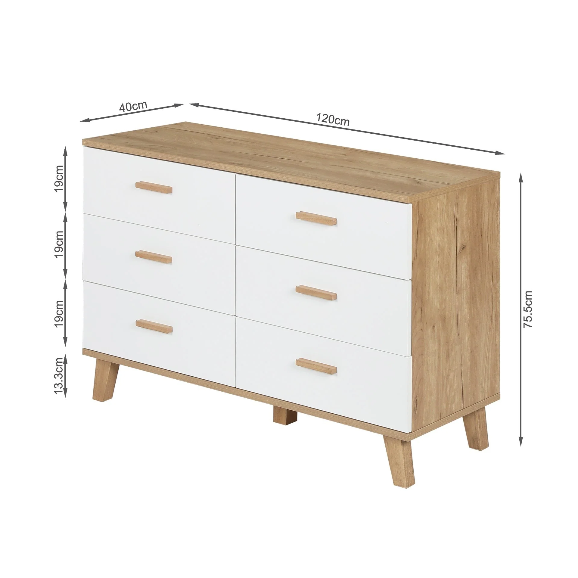 Alton Low Boy 6 Drawers - Natural + White - Image 9