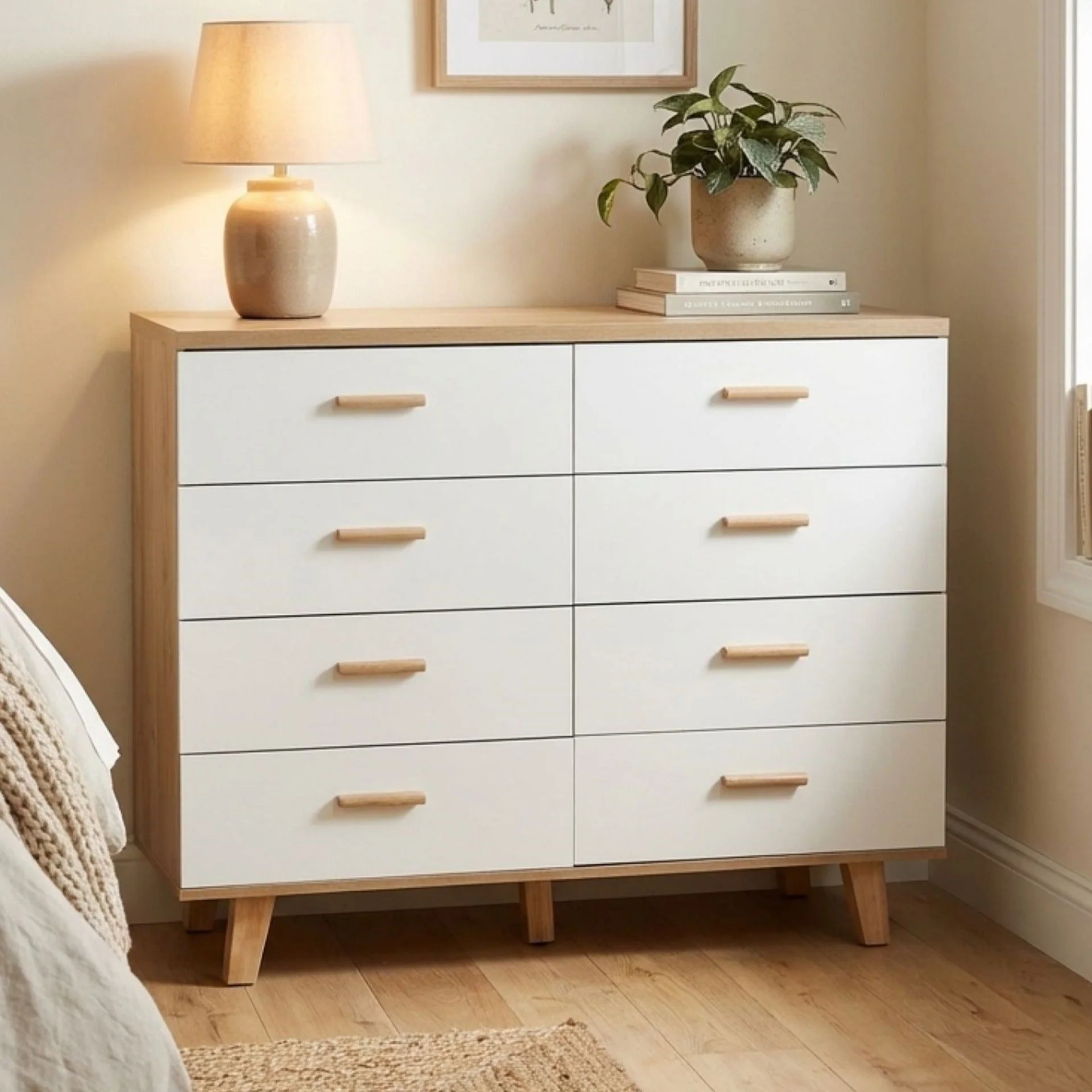 Alton Low Boy 8 Drawers - Natural + White - Image 4