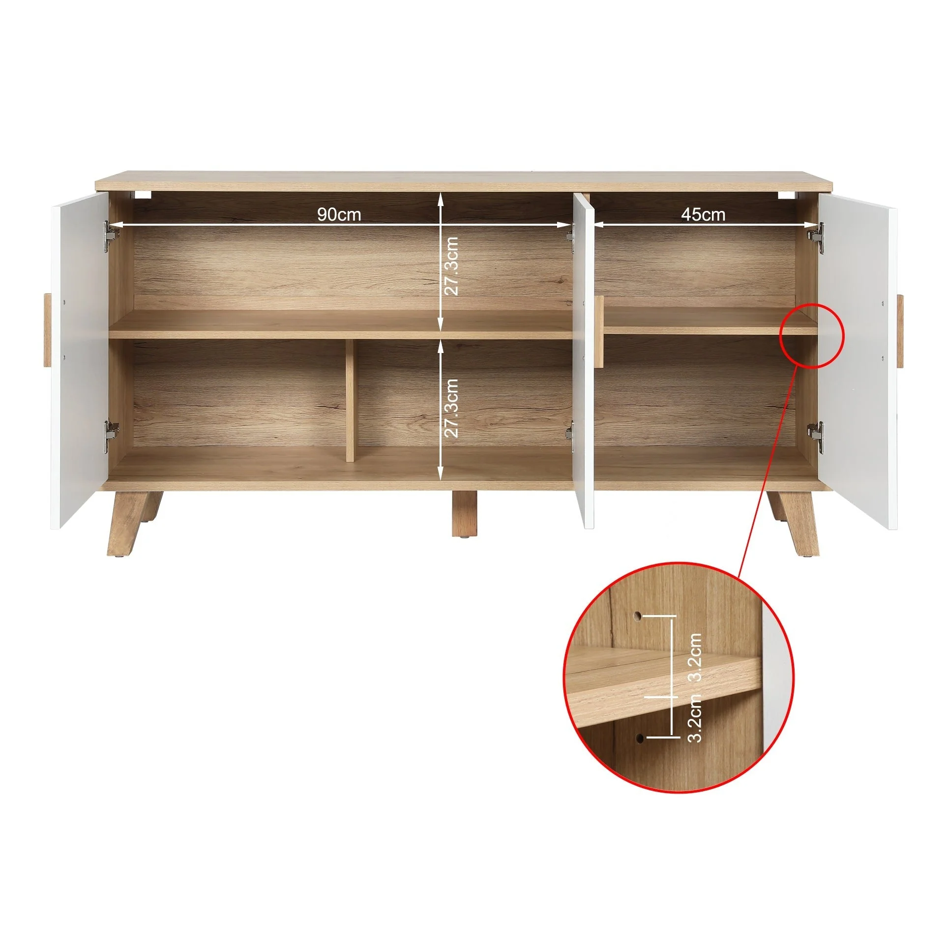 Alton Sideboard Buffet Table - Natural + White - Image 10