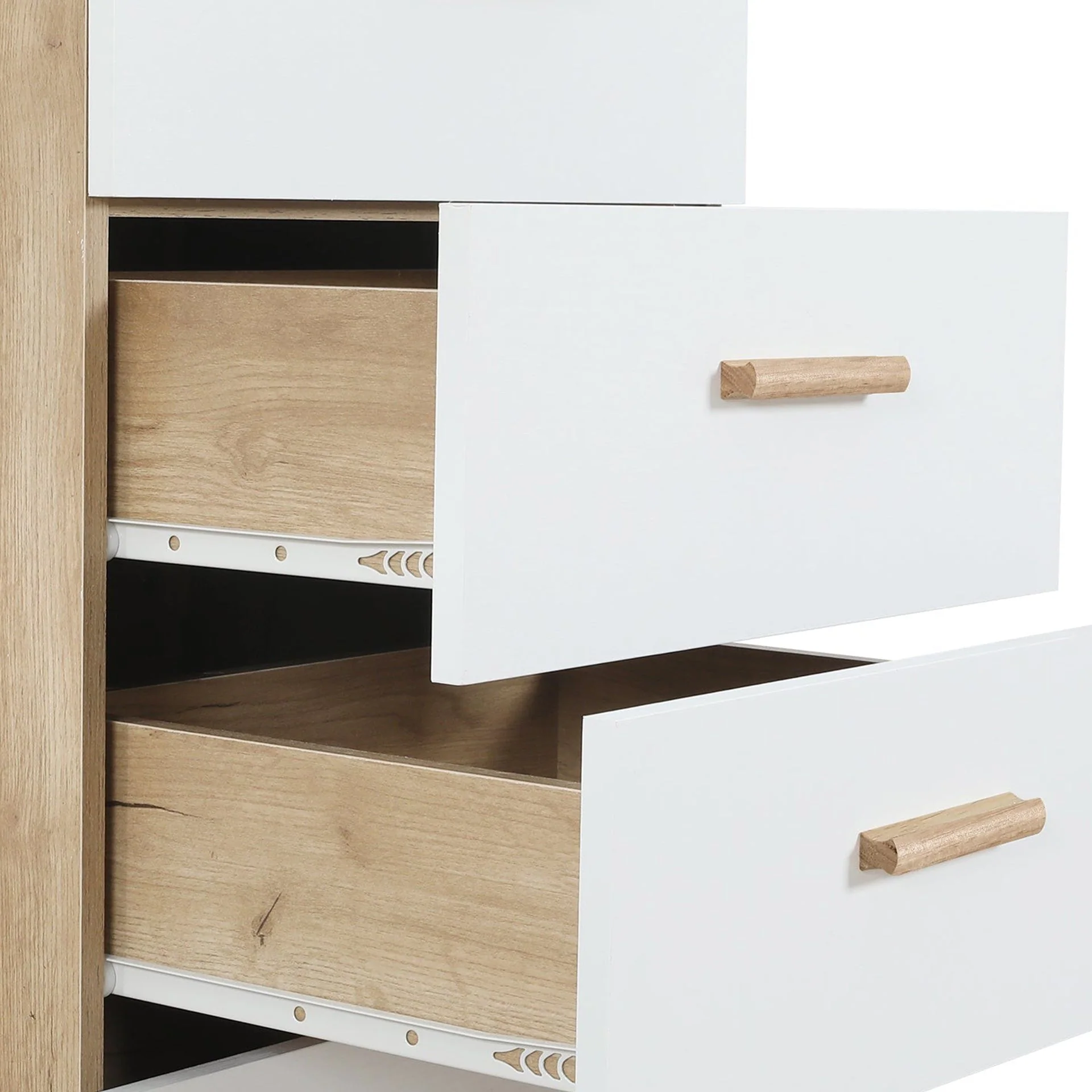 Alton Slim Tallboy 6 Drawers - Natural + White - Image 9