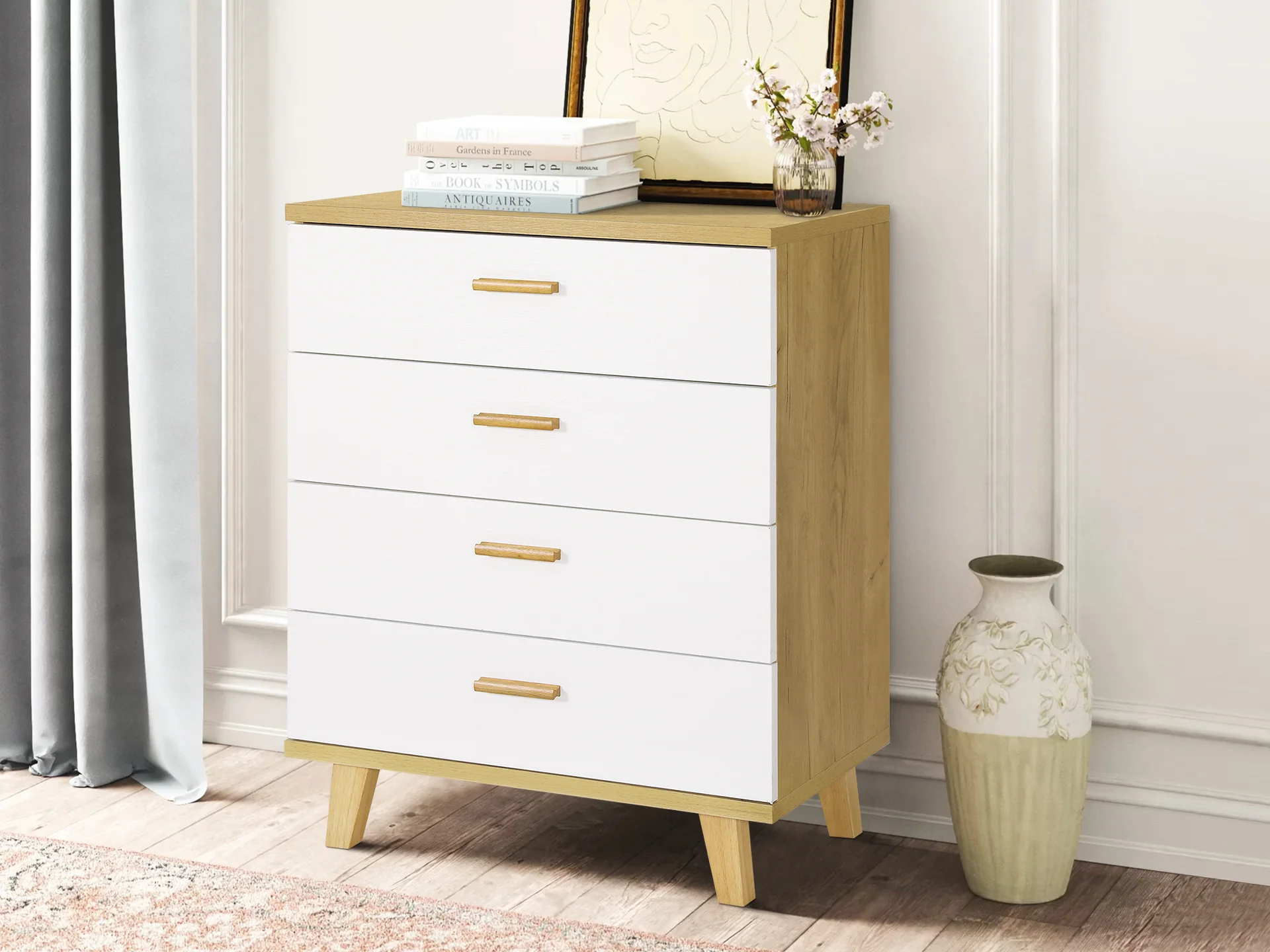 Alton Tallboy 4 Drawers - Oak - Image 2