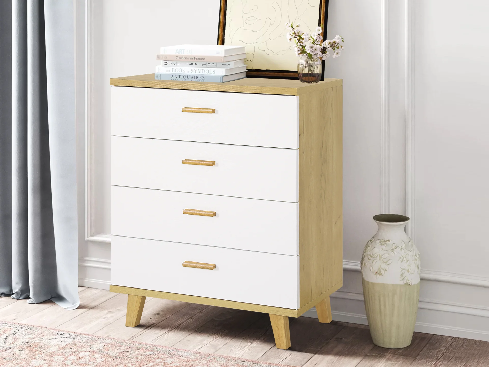 Alton Tallboy 4 Drawers - Oak - Image 7