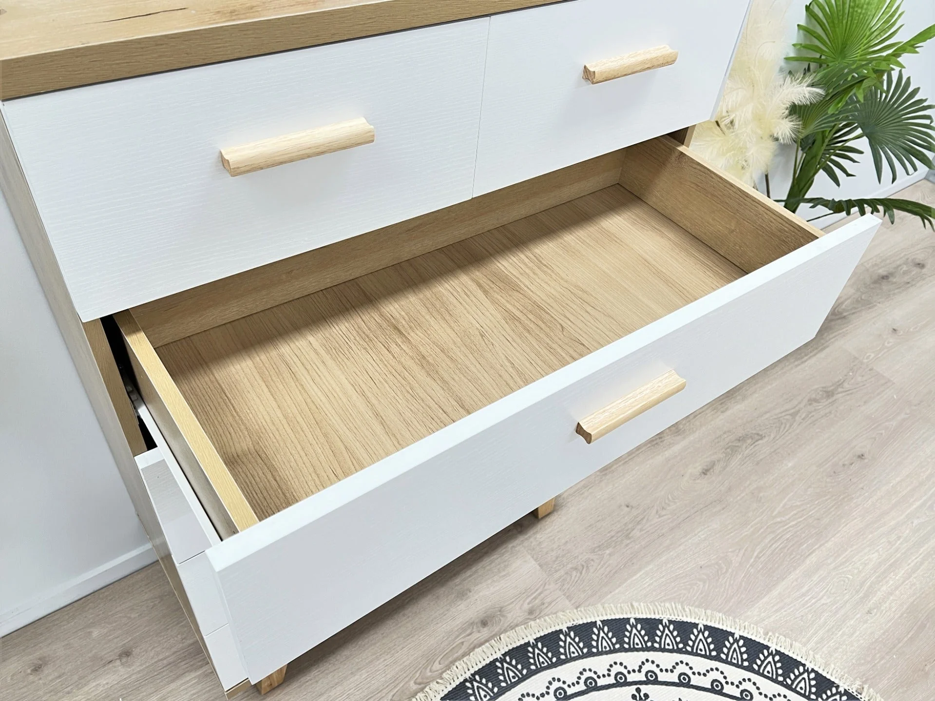 Alton Tallboy 6 Drawers - Natural + White - Image 13