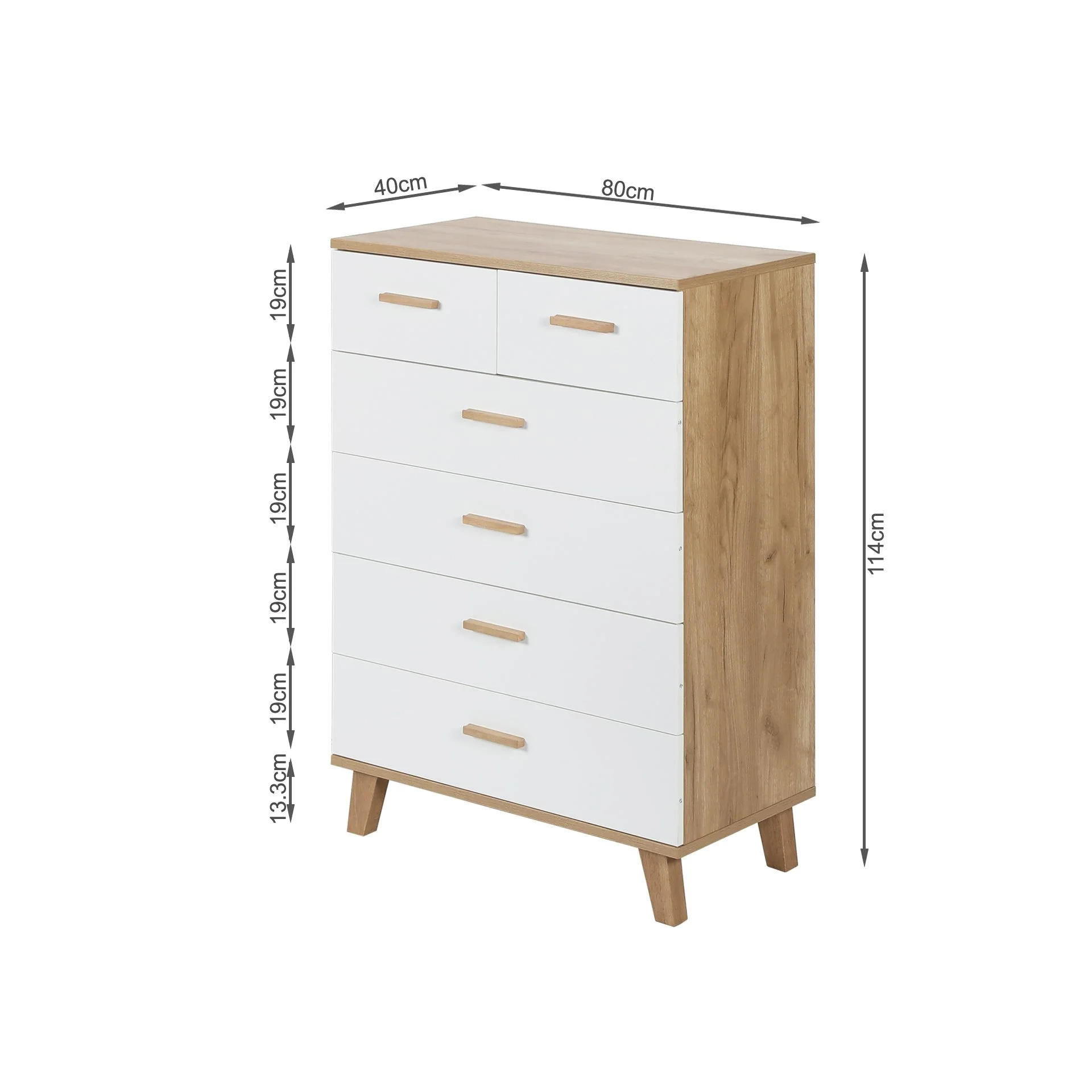 Alton Tallboy 6 Drawers - Natural + White - Image 15
