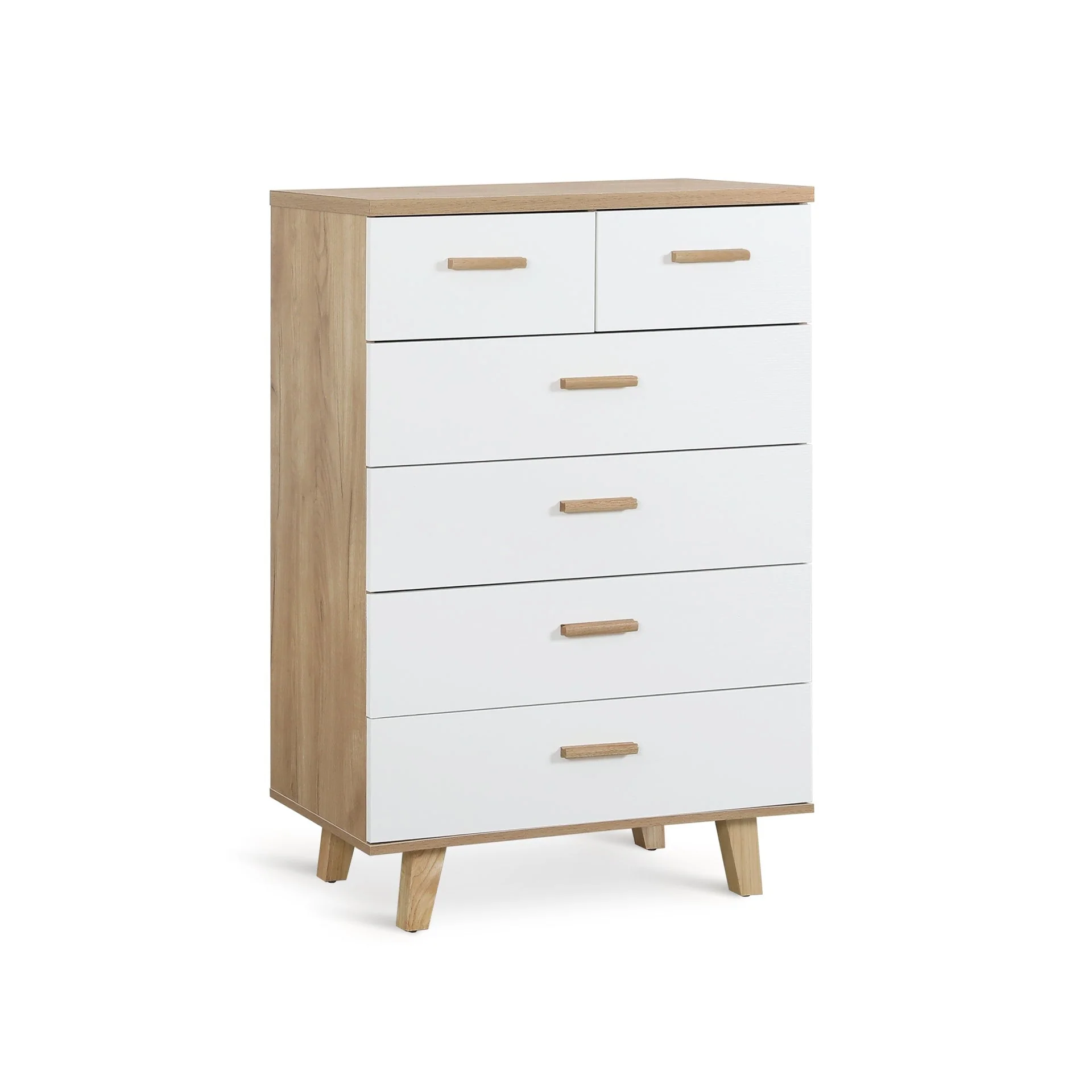 Alton Tallboy 6 Drawers - Natural + White - Image 9