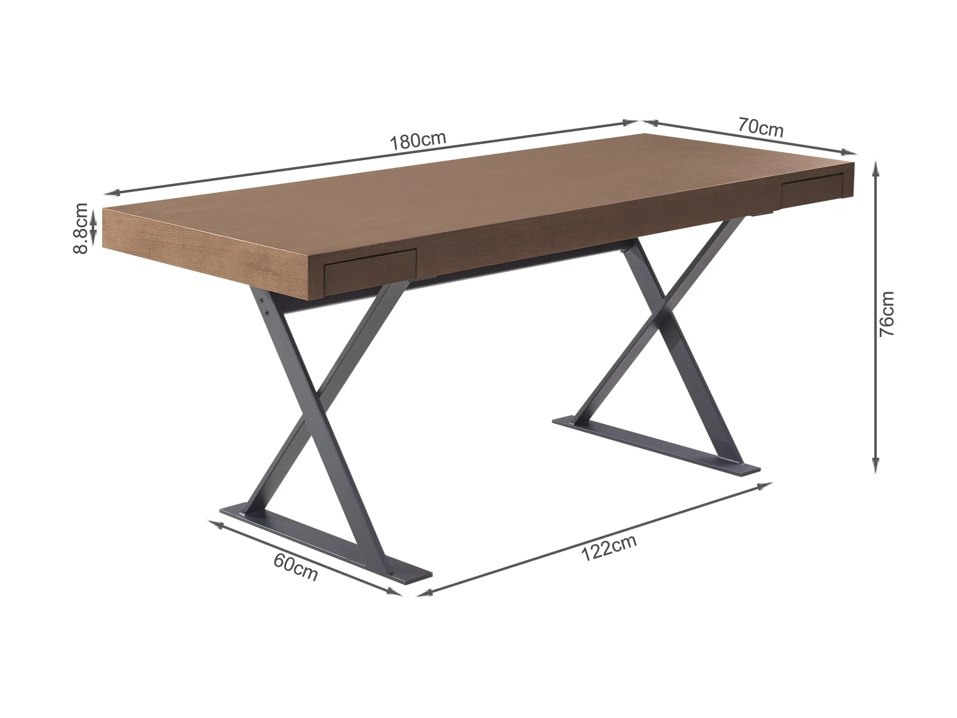 Alva 180cm Computer Desk - Black Oak - Image 7