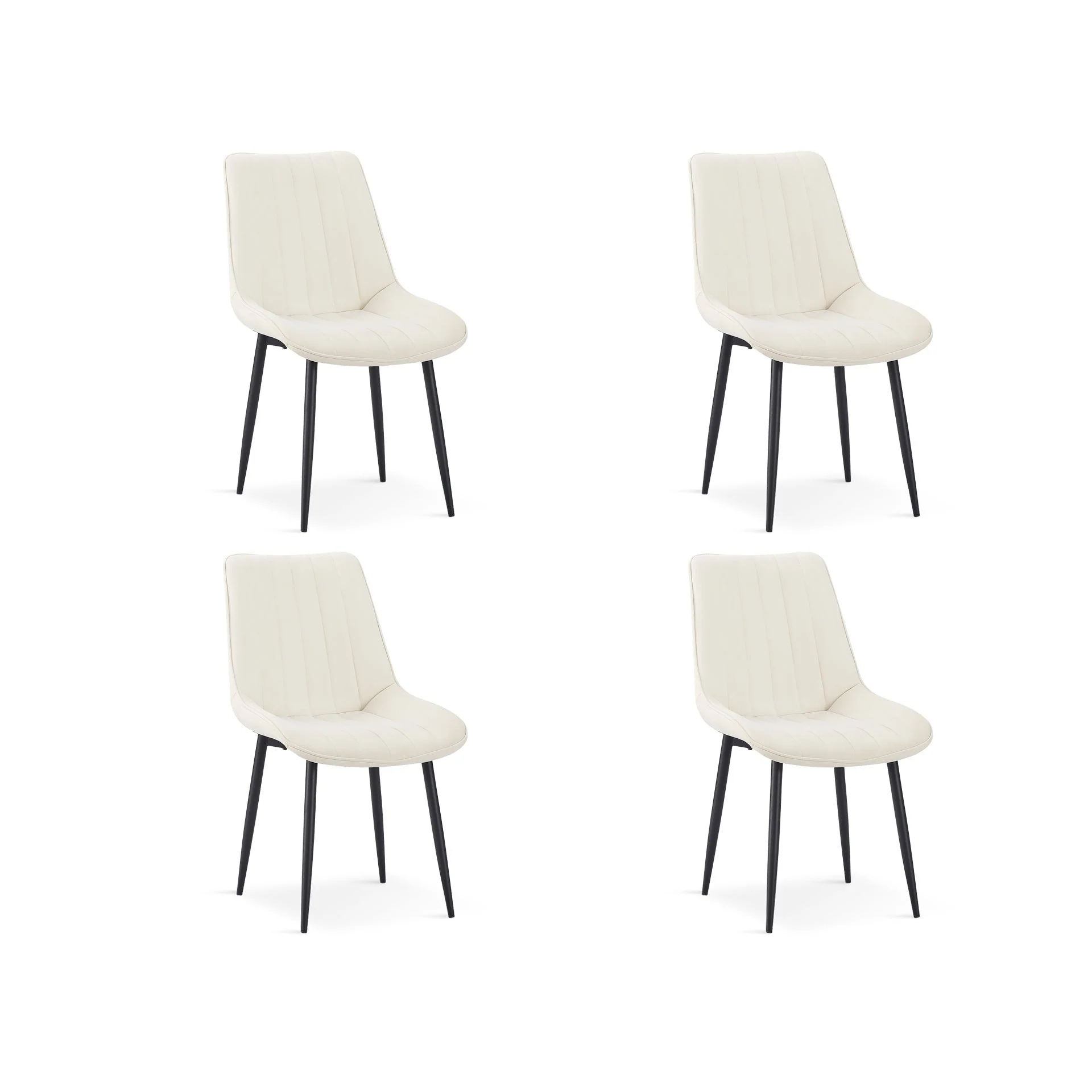 Amaia Dining Chair - Set of 4 - Beige + Black - Image 2
