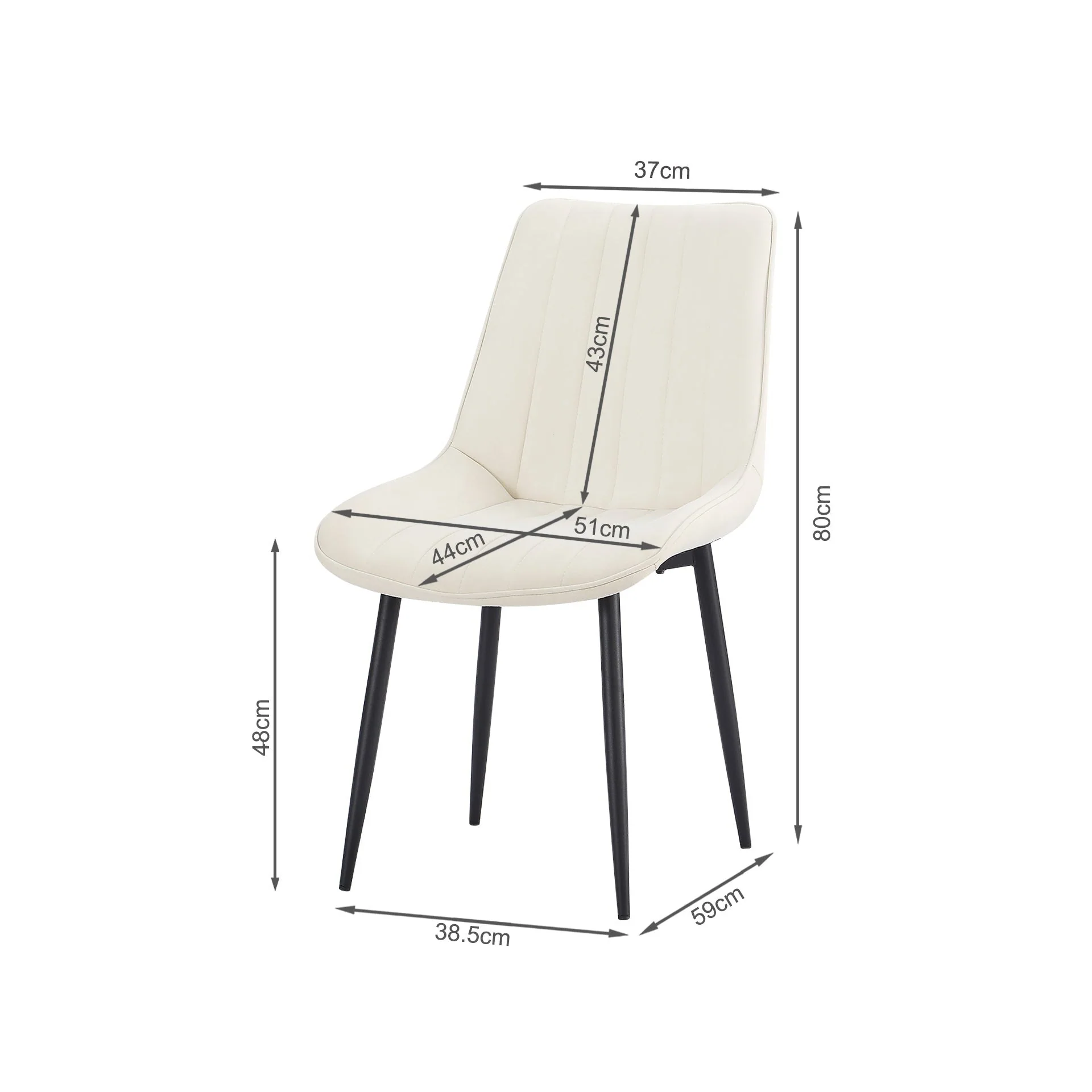 Amaia Dining Chair - Set of 4 - Beige + Black - Image 8