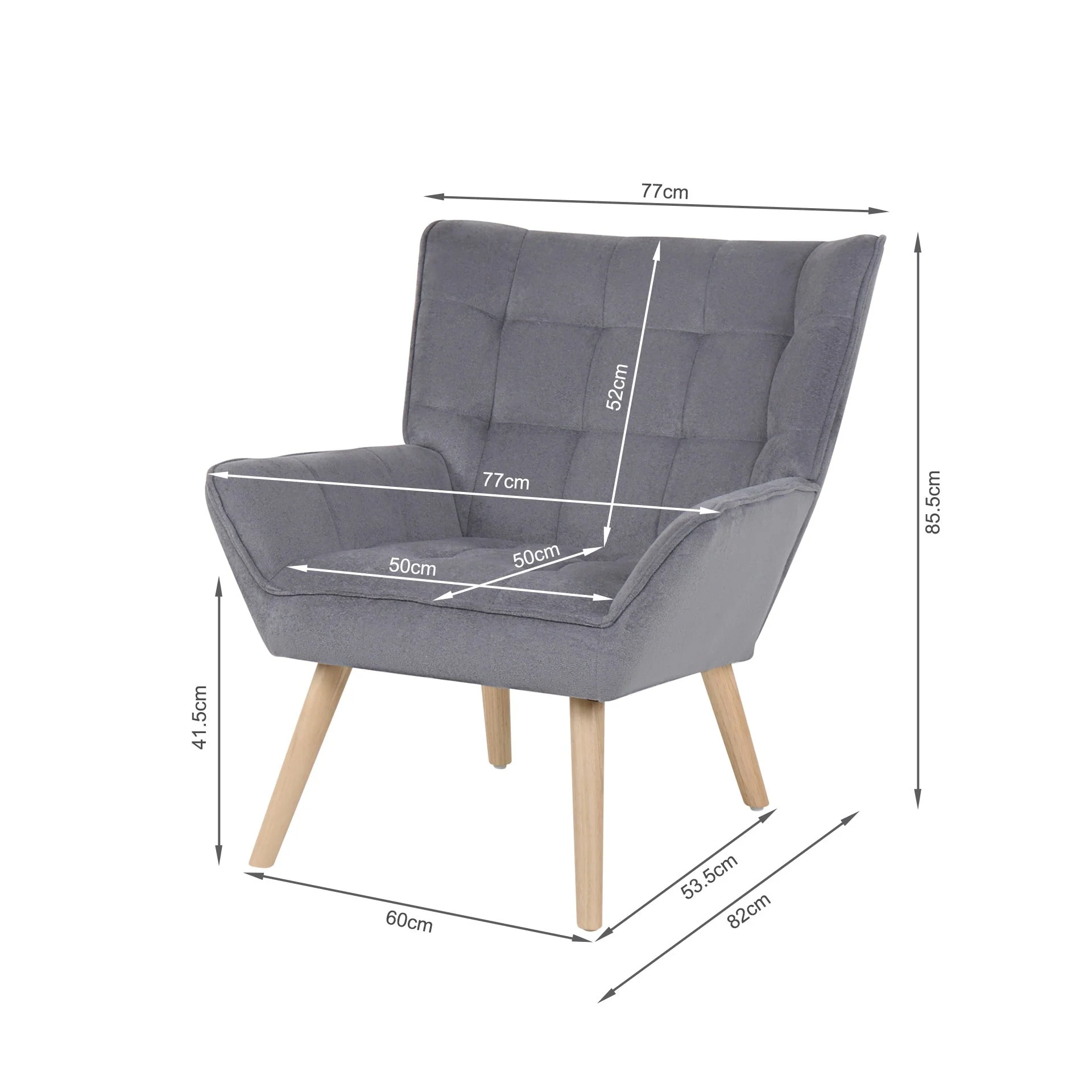 Amelia Rubberwood Armchair - Dark Grey - Image 11