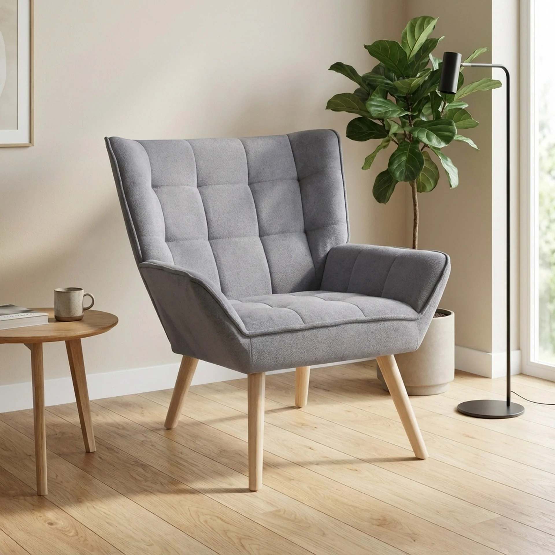 Amelia Rubberwood Armchair - Dark Grey - Image 4