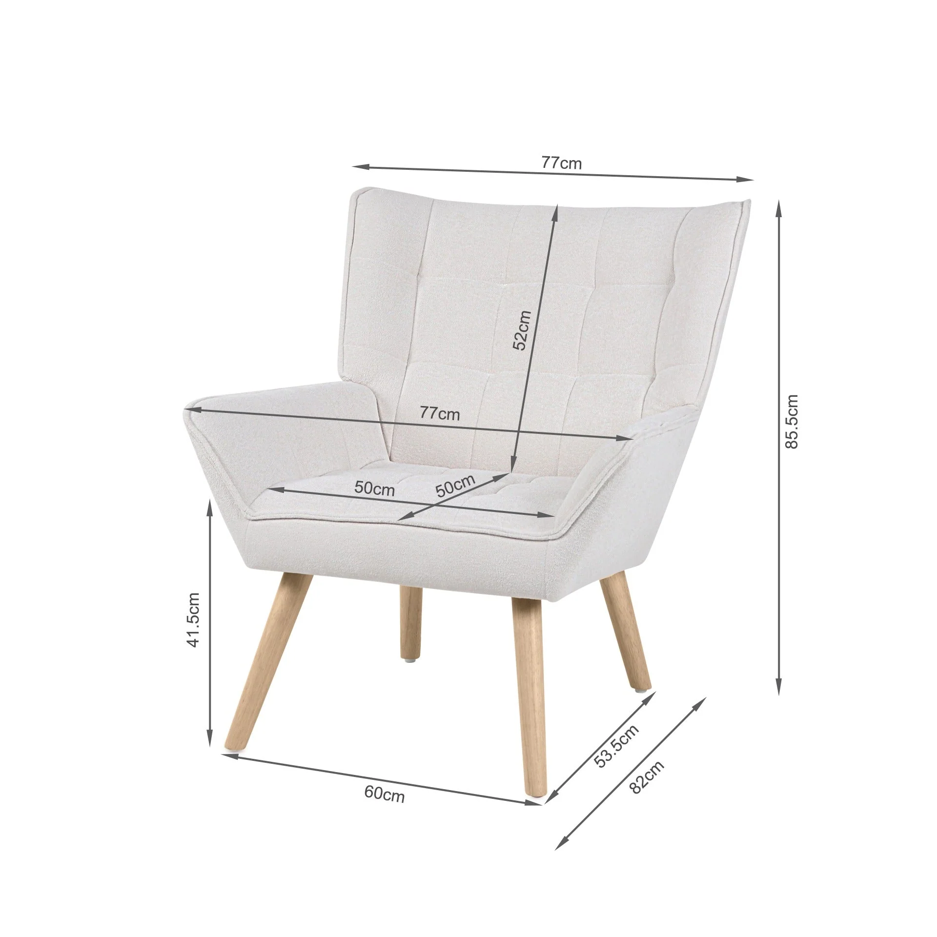 Amelia Rubberwood Armchair - White - Image 16