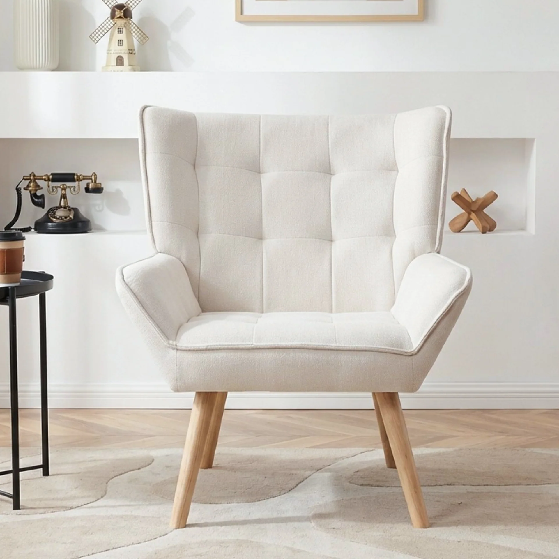 Amelia Rubberwood Armchair - White - Image 2