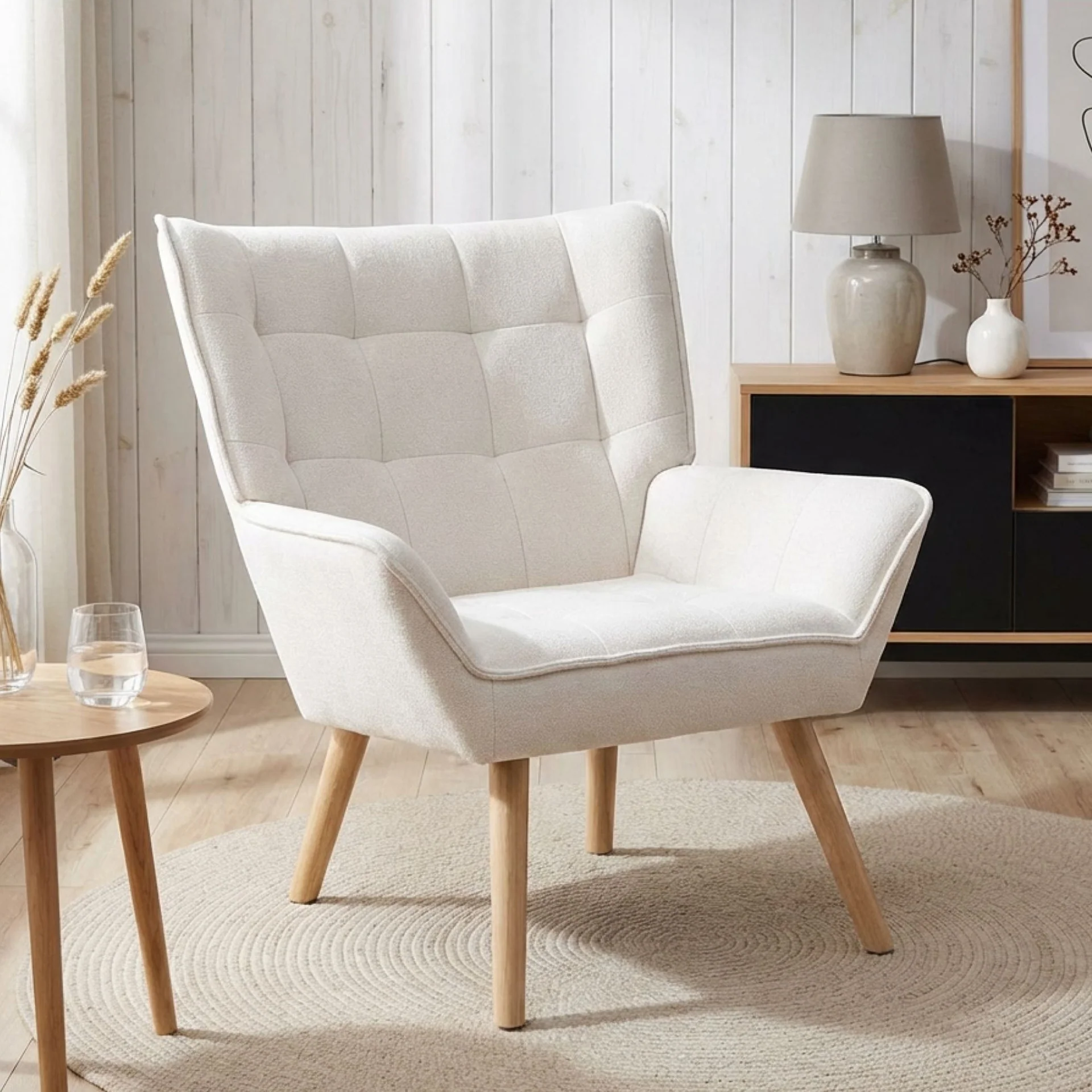 Amelia Rubberwood Armchair - White - Image 3