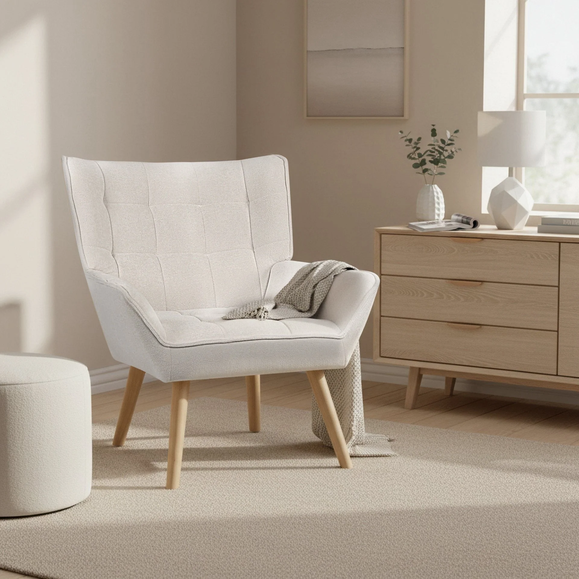 Amelia Rubberwood Armchair - White - Image 5