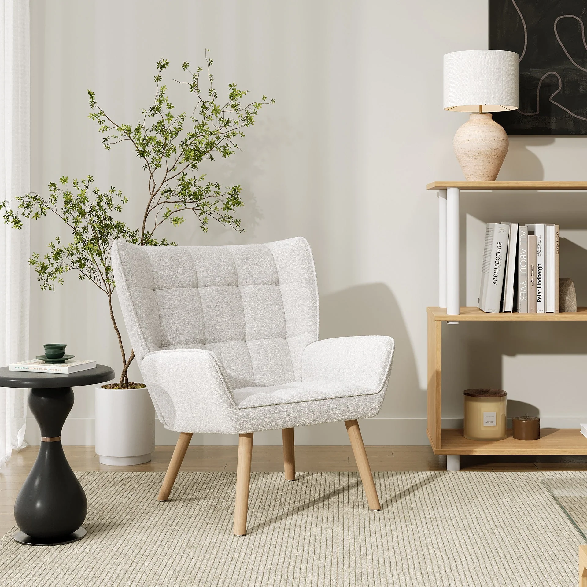 Amelia Rubberwood Armchair - White - Image 6