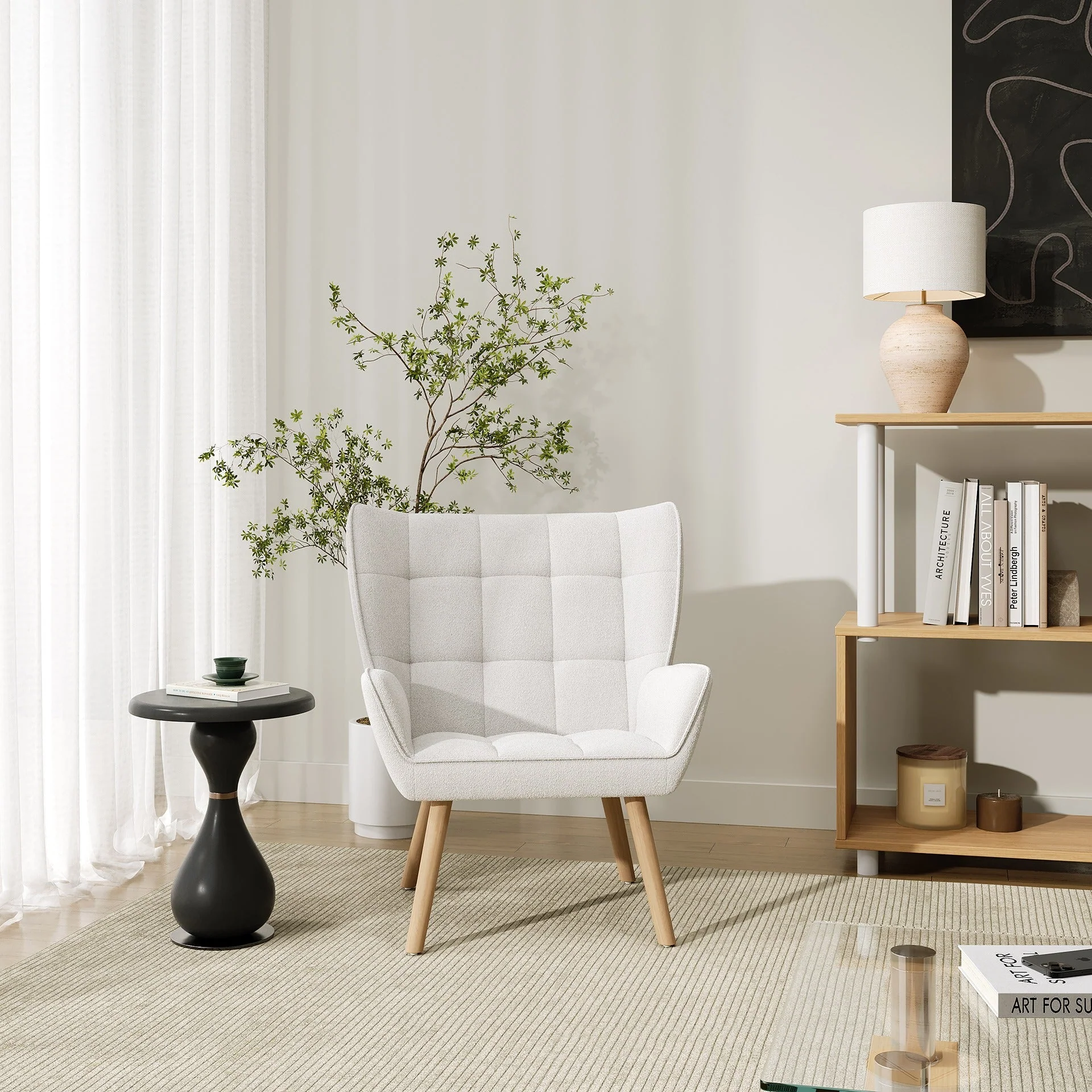 Amelia Rubberwood Armchair - White - Image 7