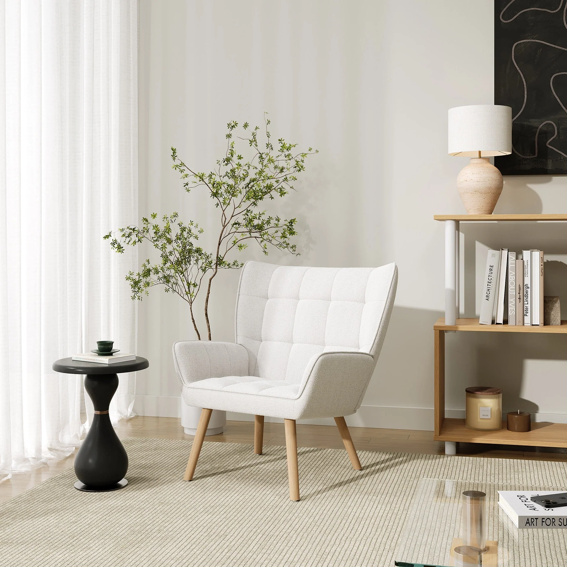 Amelia Rubberwood Armchair - White - Image 8