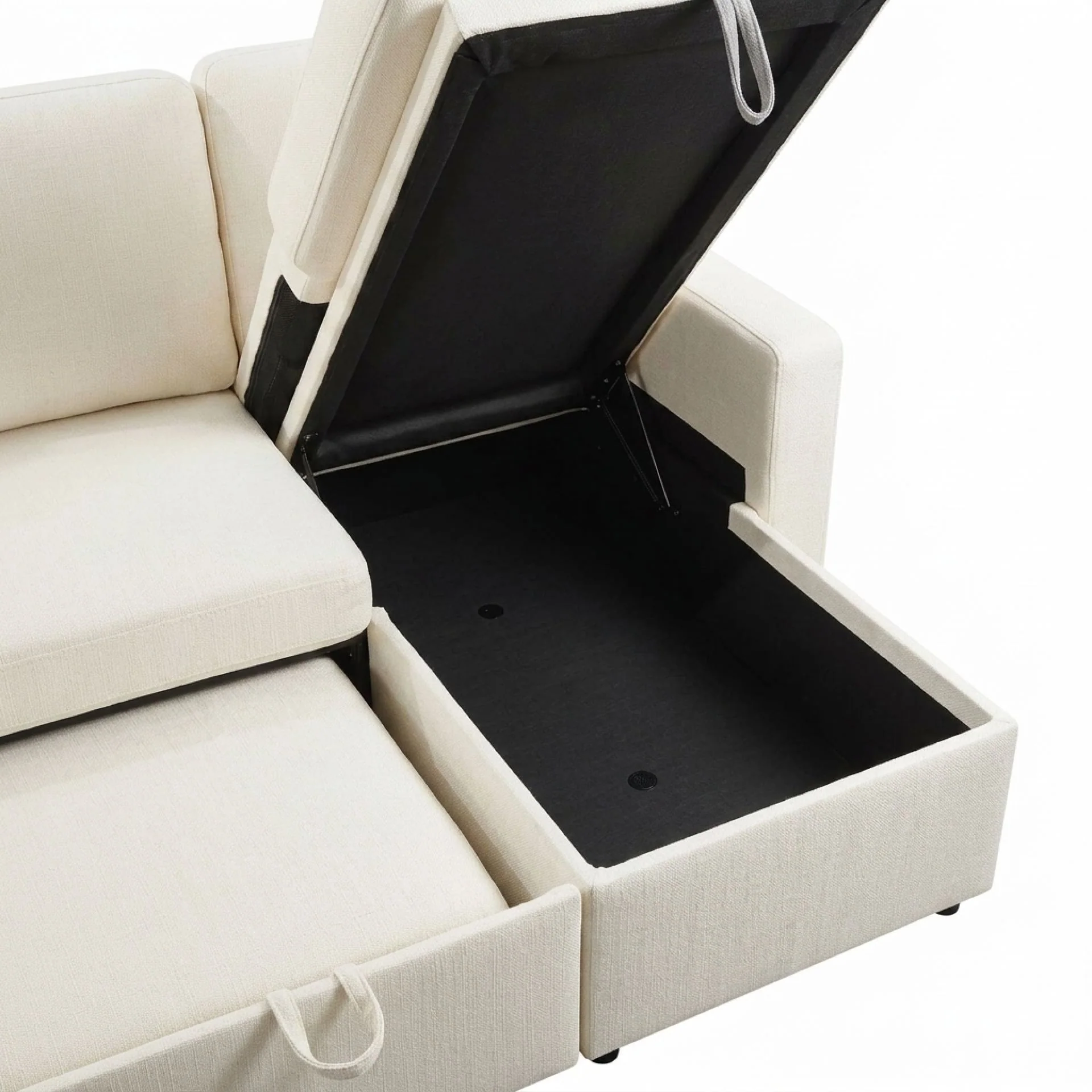 Amy 3 Seater Sofa Bed with Storage - Beige - Image 13