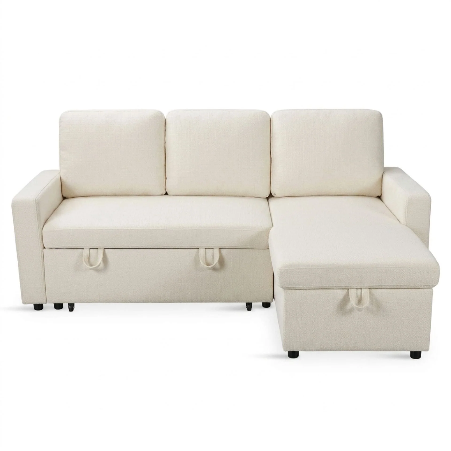 Amy 3 Seater Sofa Bed with Storage - Beige - Image 8
