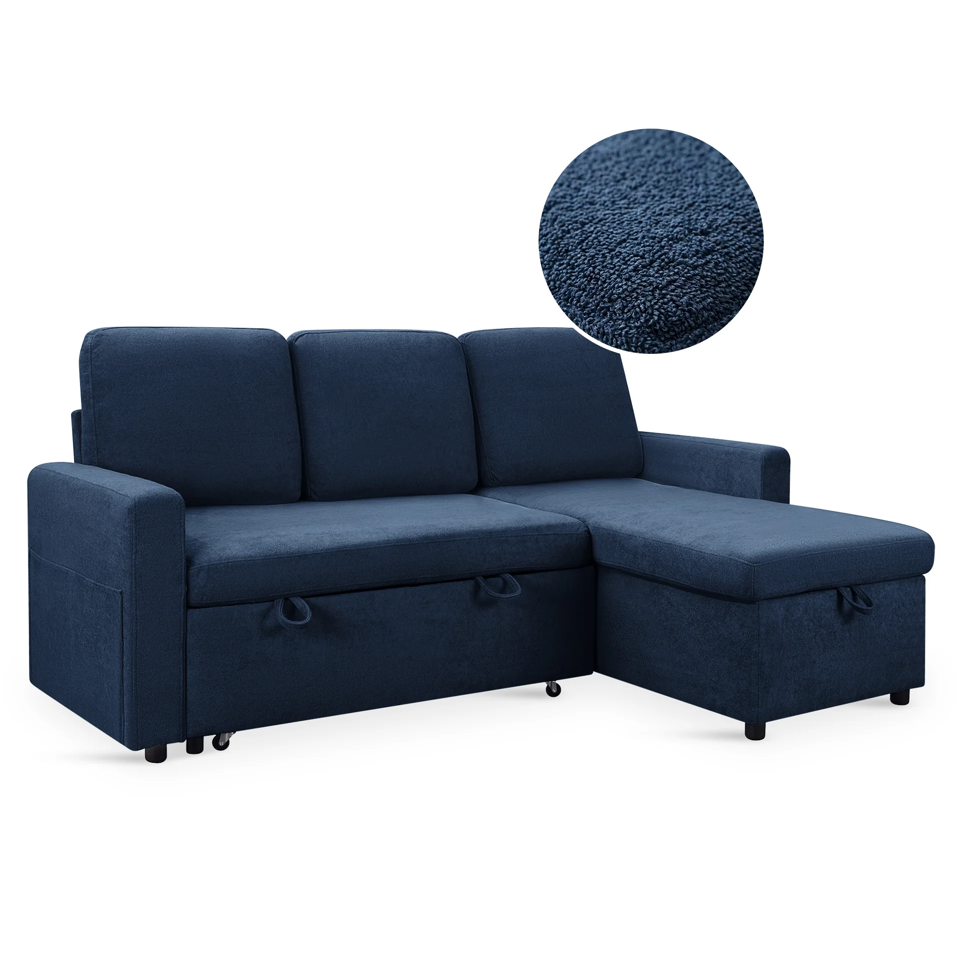 Amy 3 Seater Sofa Bed with Storage - Blue - Image 7
