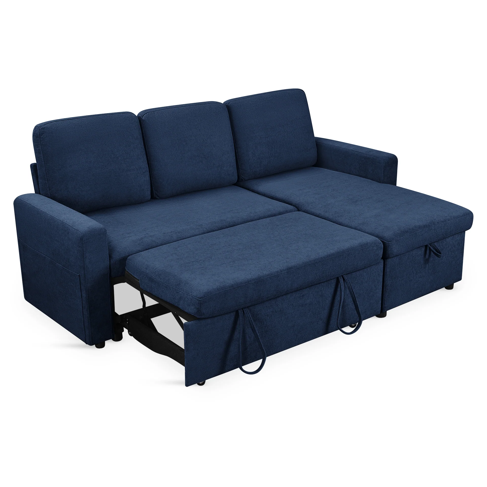 Amy 3 Seater Sofa Bed with Storage - Blue - Image 9