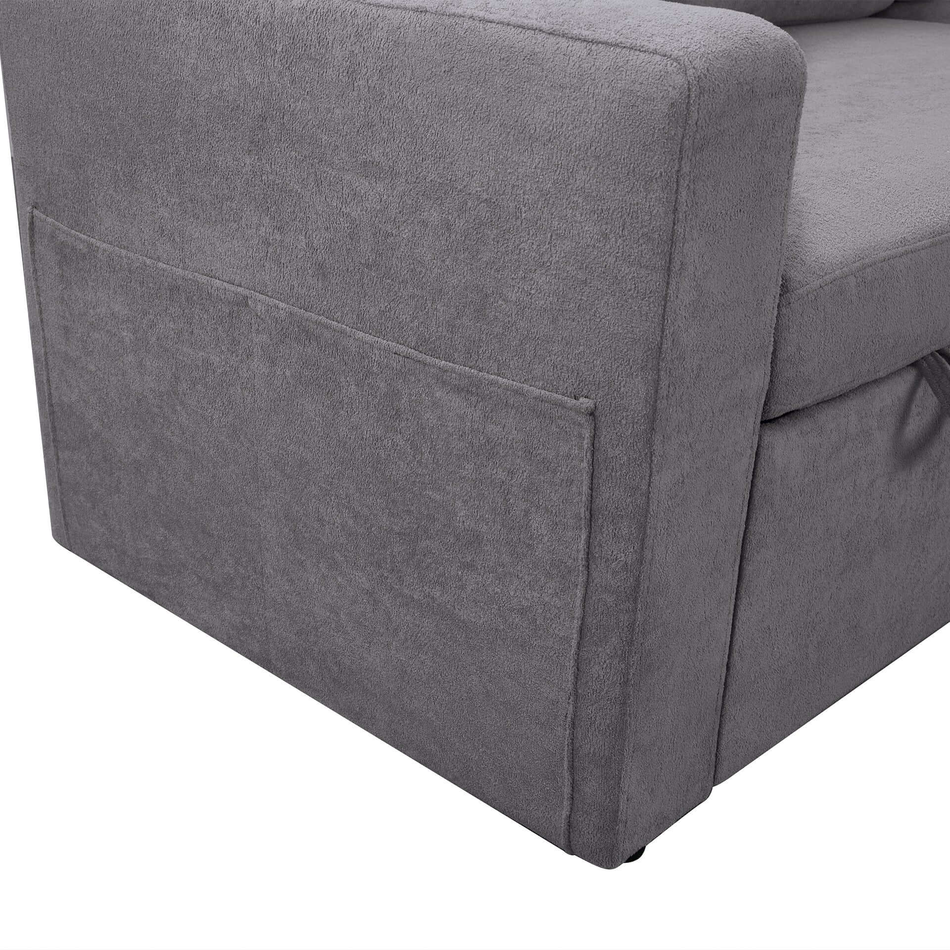 Amy 3 Seater Sofa Bed with Storage - Light Grey - Image 12