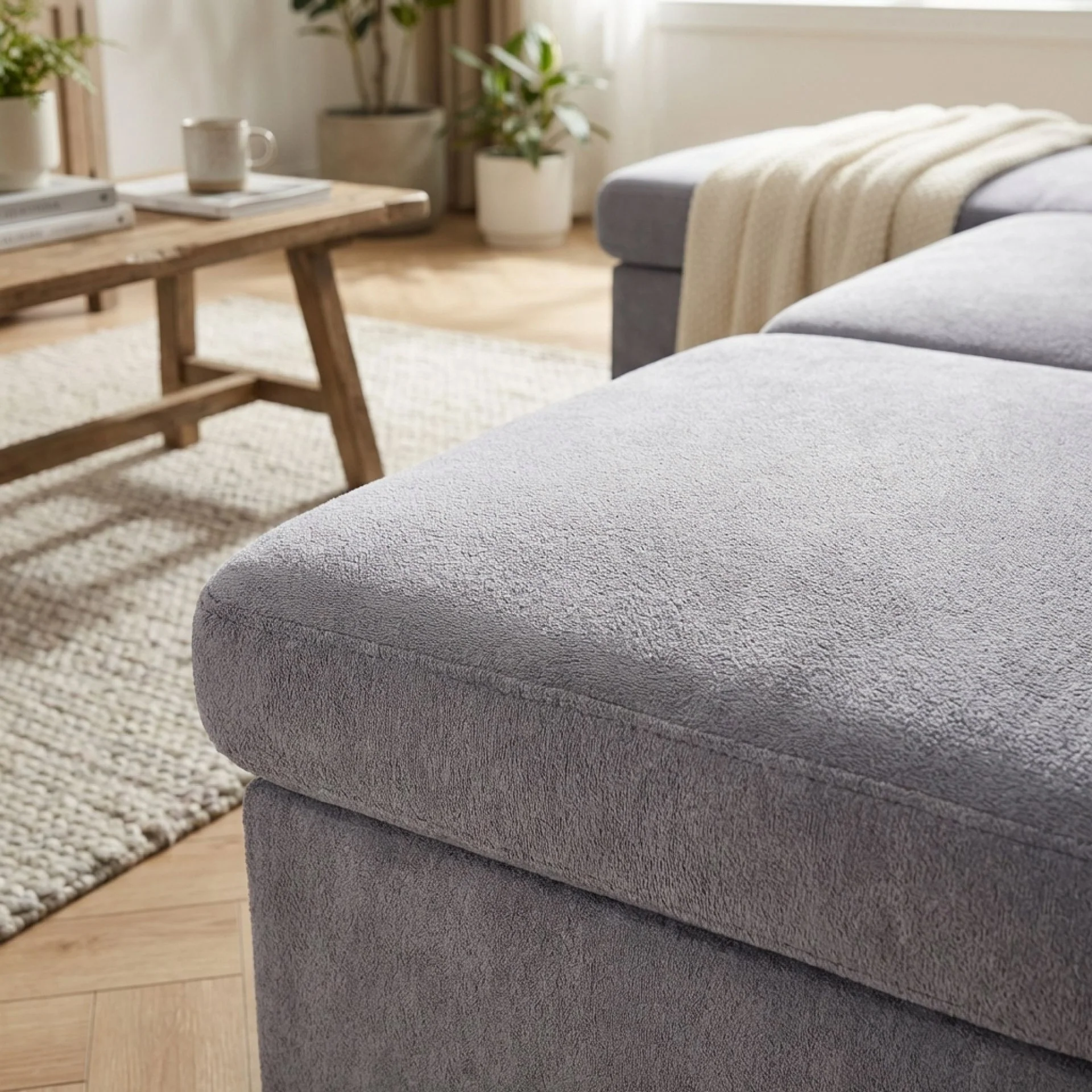 Amy 3 Seater Sofa Bed with Storage - Light Grey - Image 6