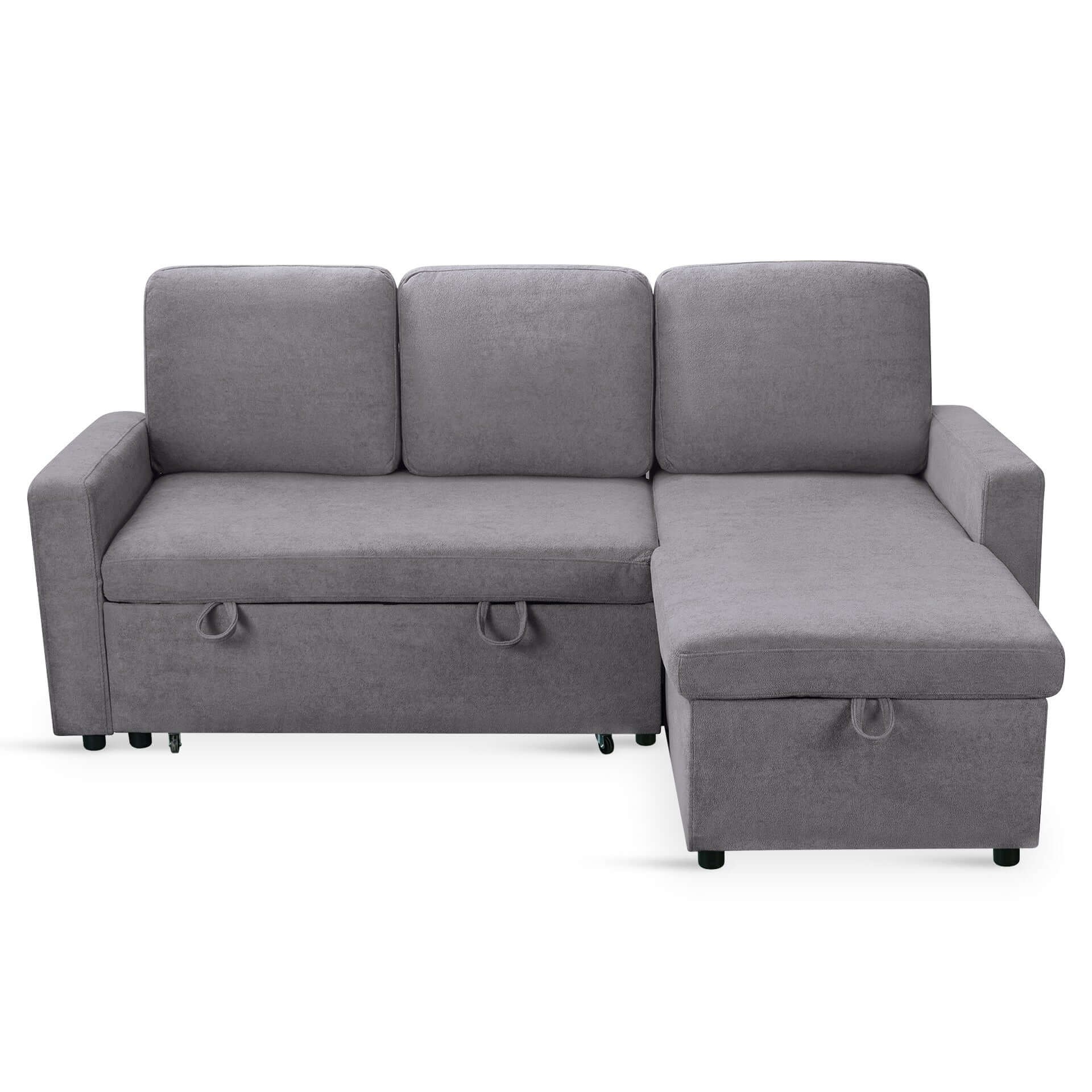 Amy 3 Seater Sofa Bed with Storage - Light Grey - Image 8