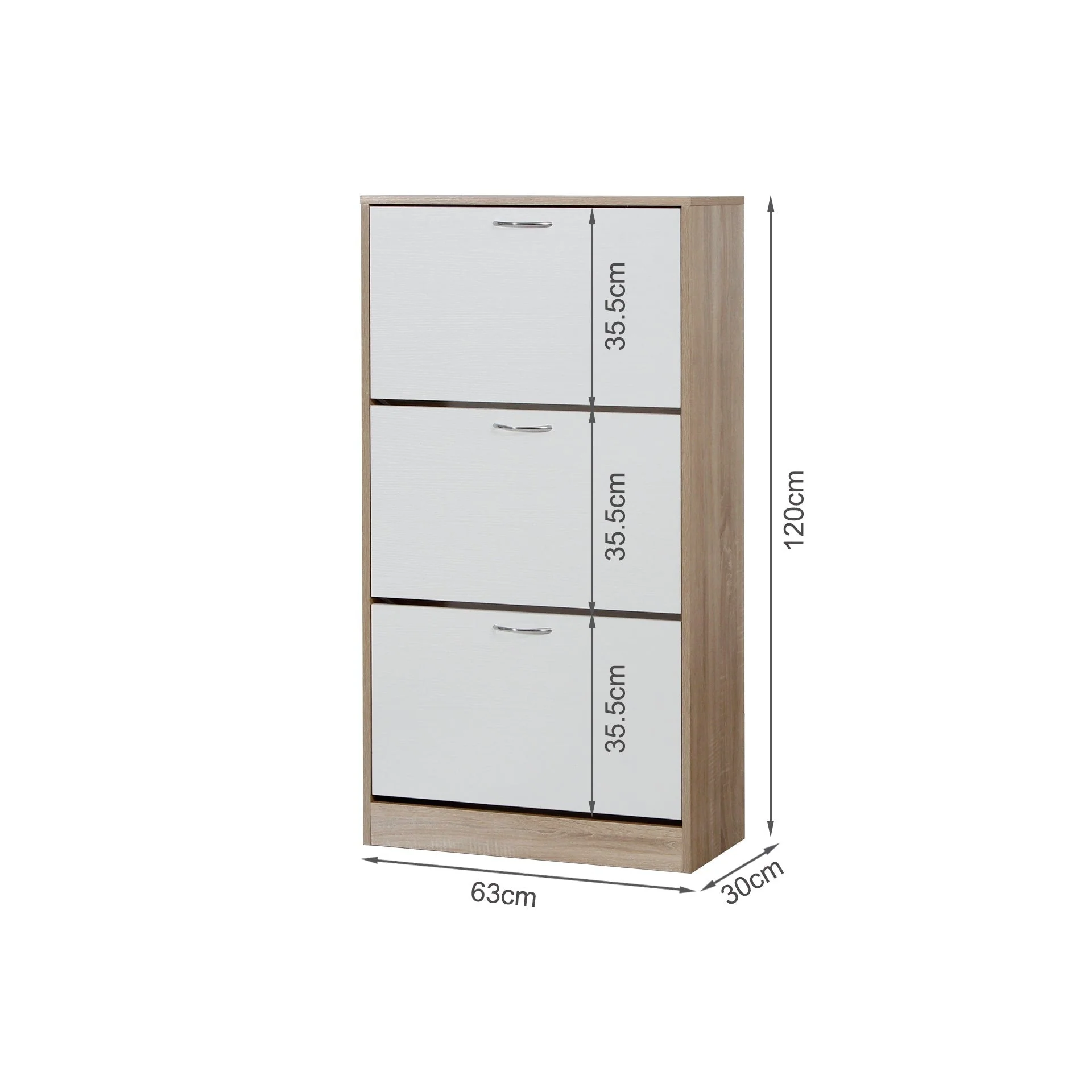 ANAU 3 Drawer Shoe Cabinet Storage Rack - Oak