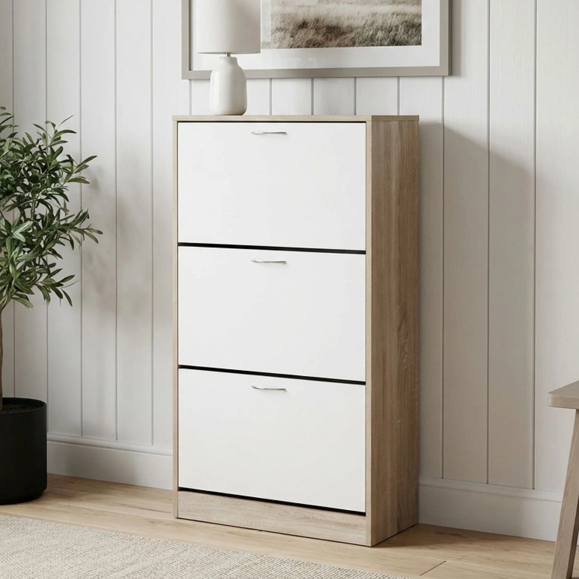 Anau 3 Drawer Shoe Cabinet Storage Rack - Oak