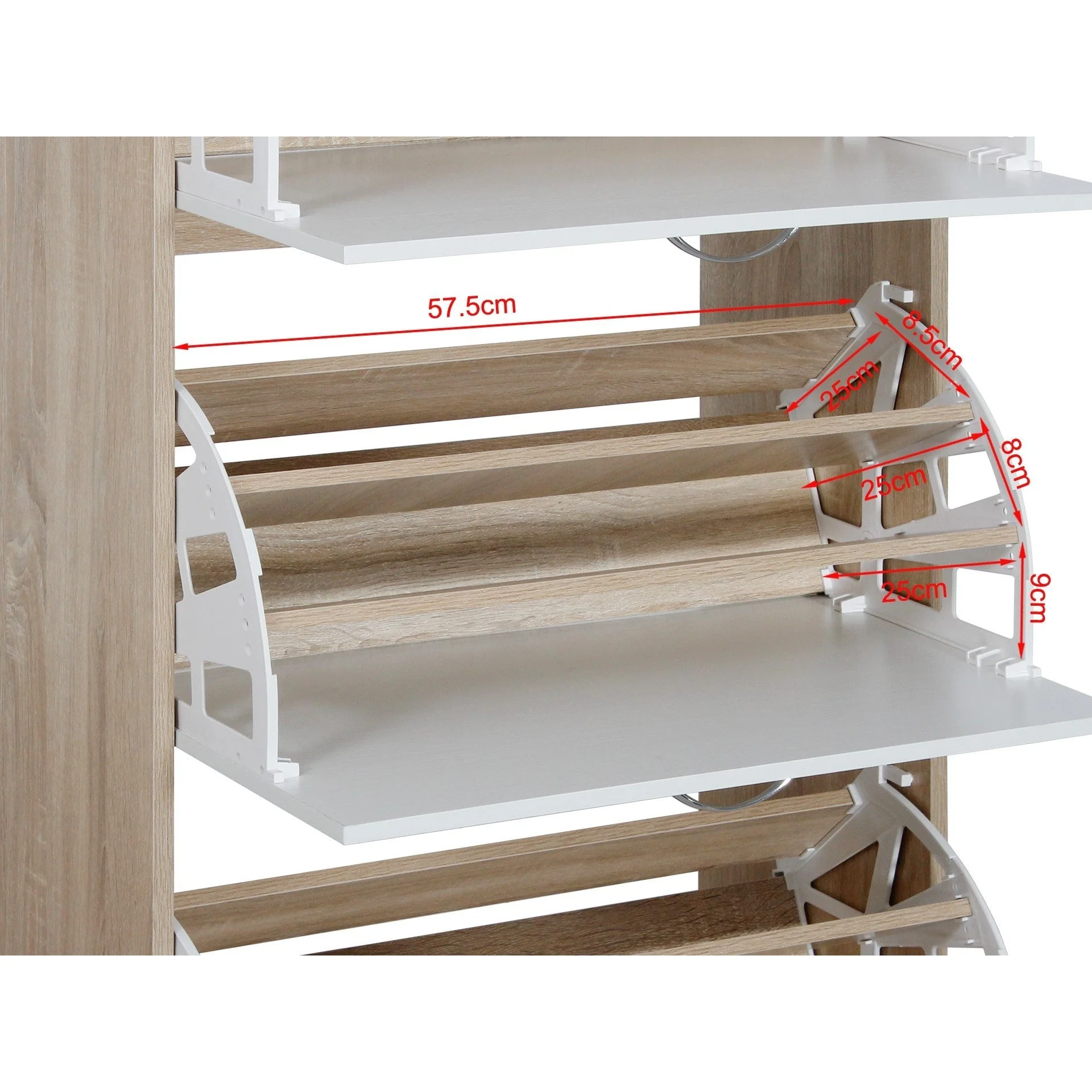 Anau 3 Drawer Shoe Cabinet Storage Rack - Oak - Image 10