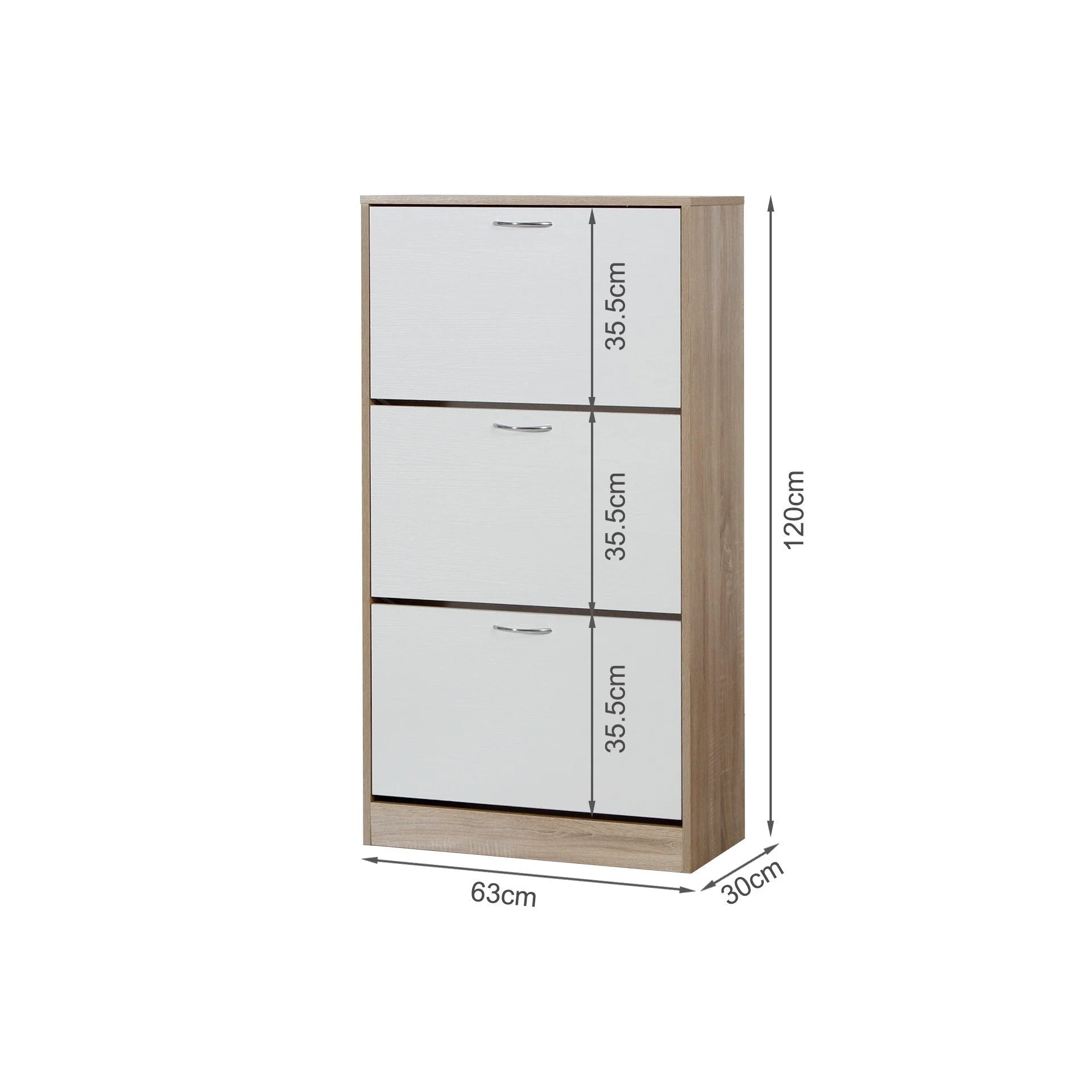 Anau 3 Drawer Shoe Cabinet Storage Rack - Oak - Image 11
