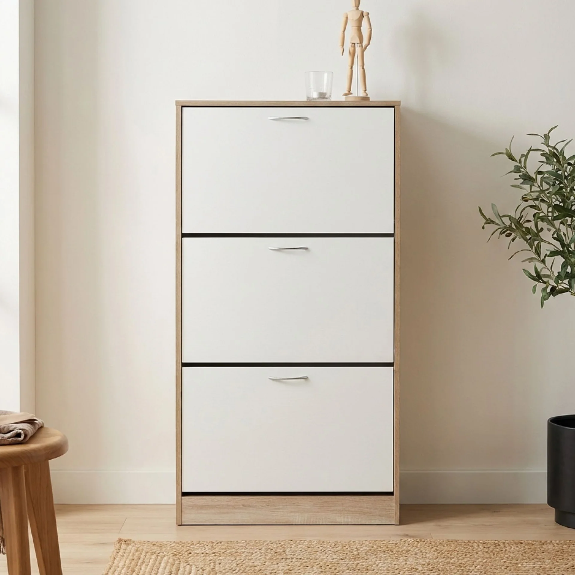 Anau 3 Drawer Shoe Cabinet Storage Rack - Oak - Image 3