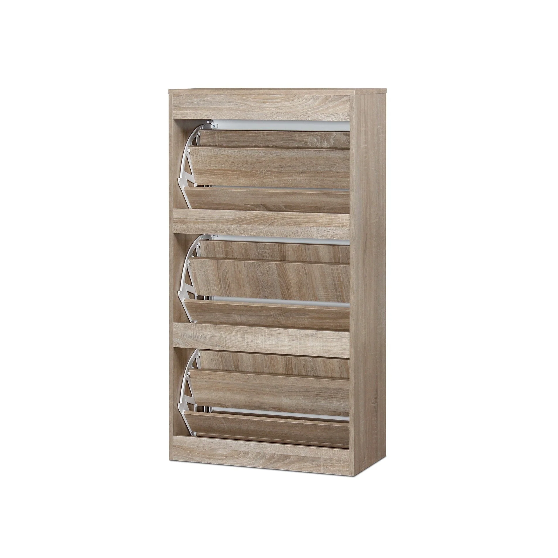 ANAU 3 Drawer Shoe Cabinet Storage Rack - Oak - Image 7
