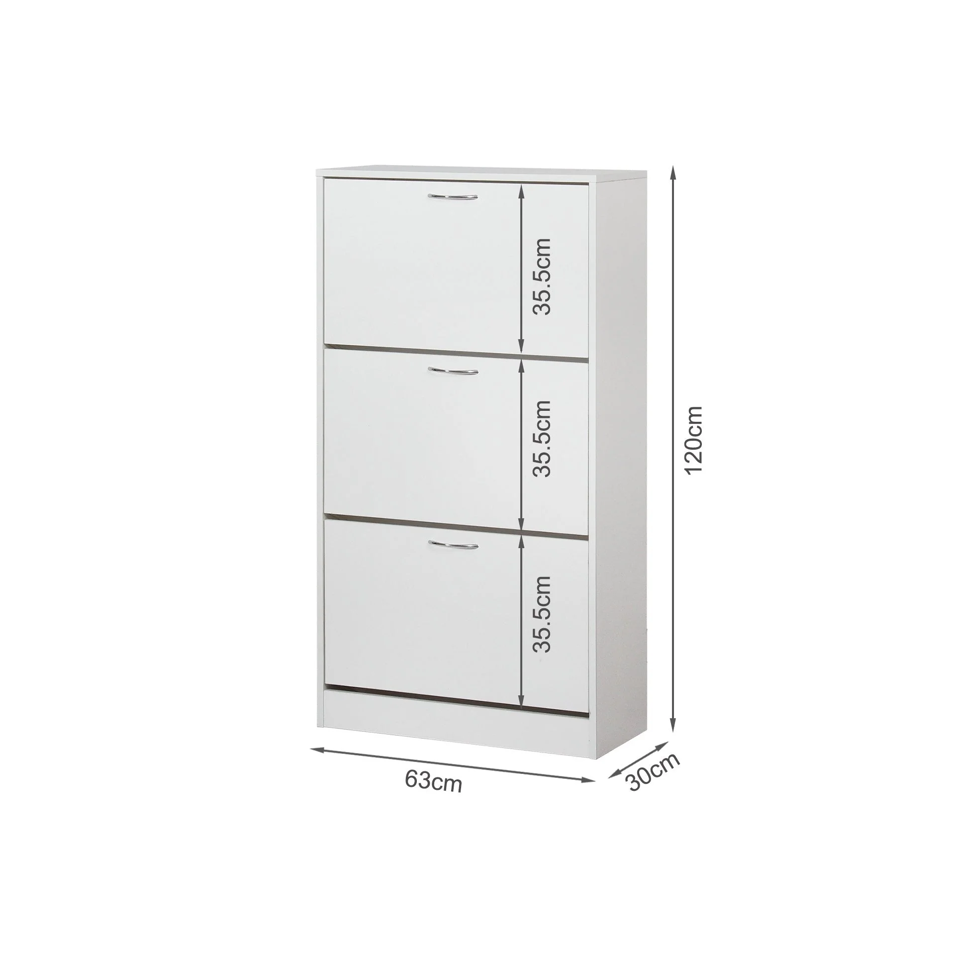 Anau 3 Drawer Shoe Cabinet Storage Rack - White - Image 11