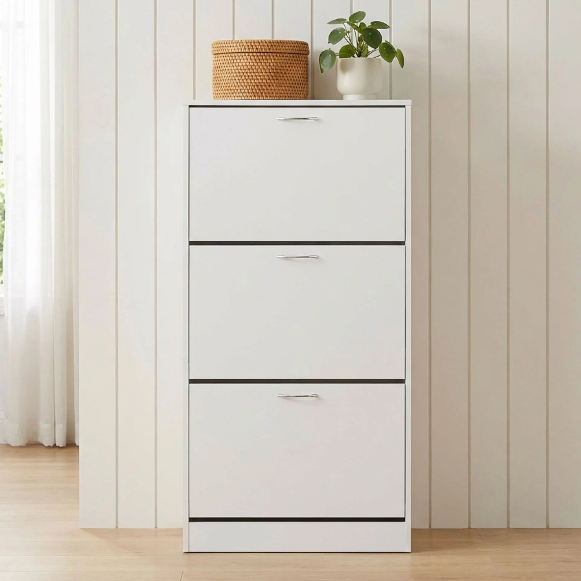 Anau 3 Drawer Shoe Cabinet Storage Rack - White - Image 3
