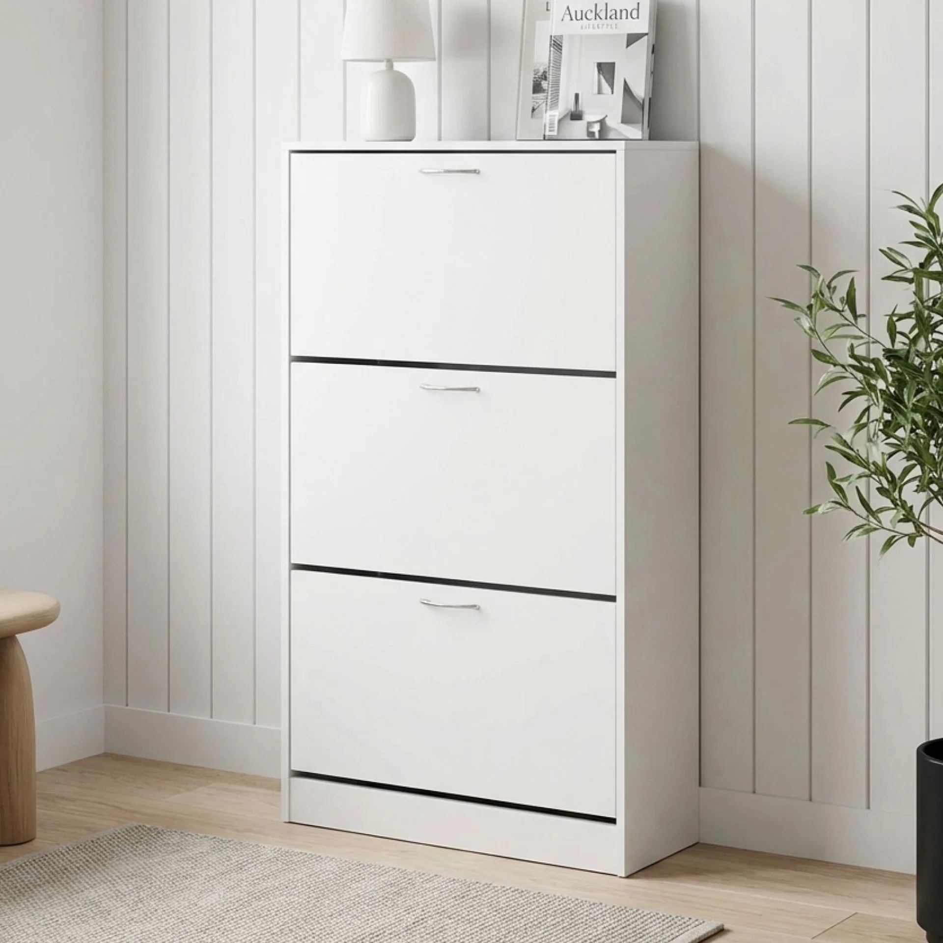 Anau 3 Drawer Shoe Cabinet Storage Rack - White - Image 5