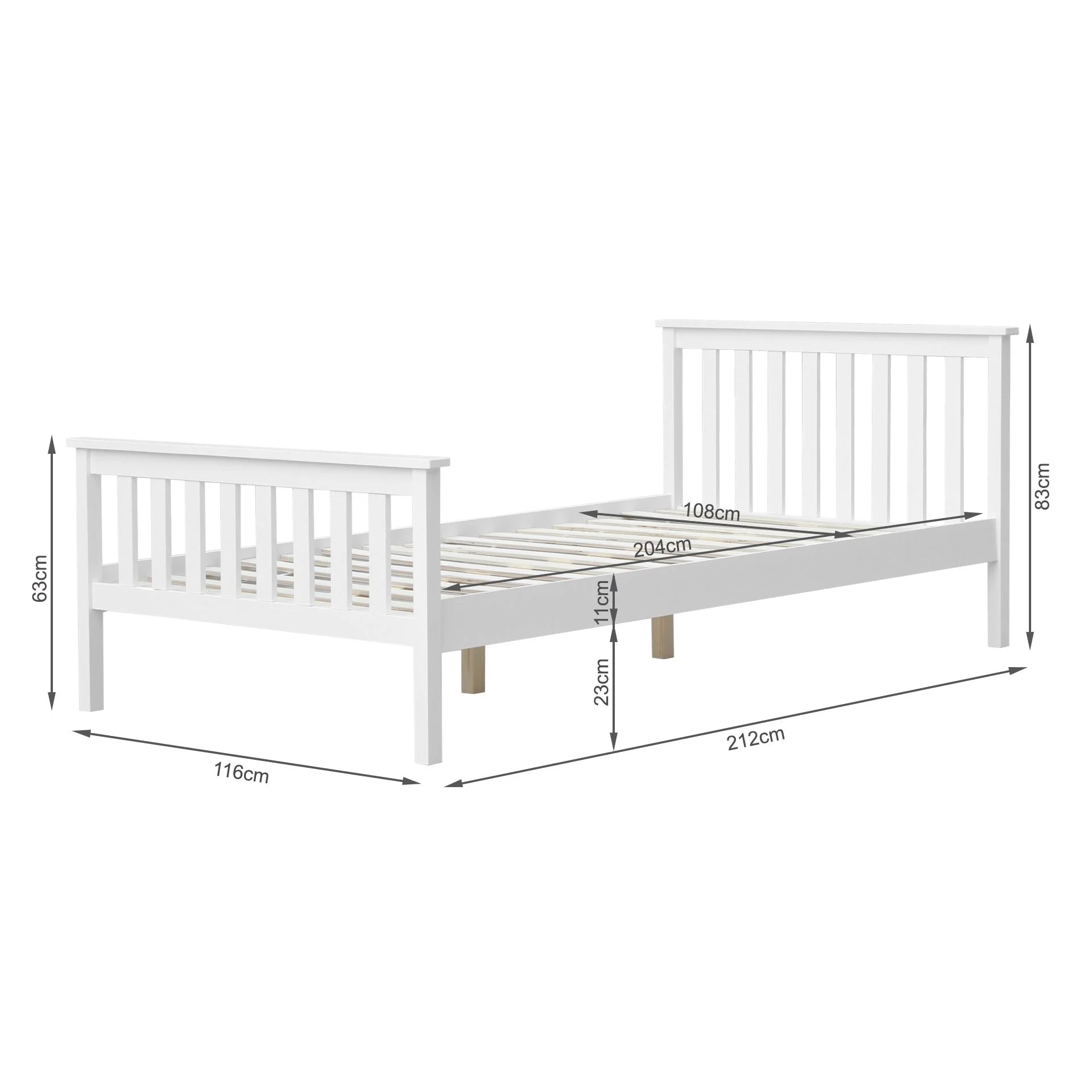 Andes King Single Wooden Bed Frame - White - Image 11