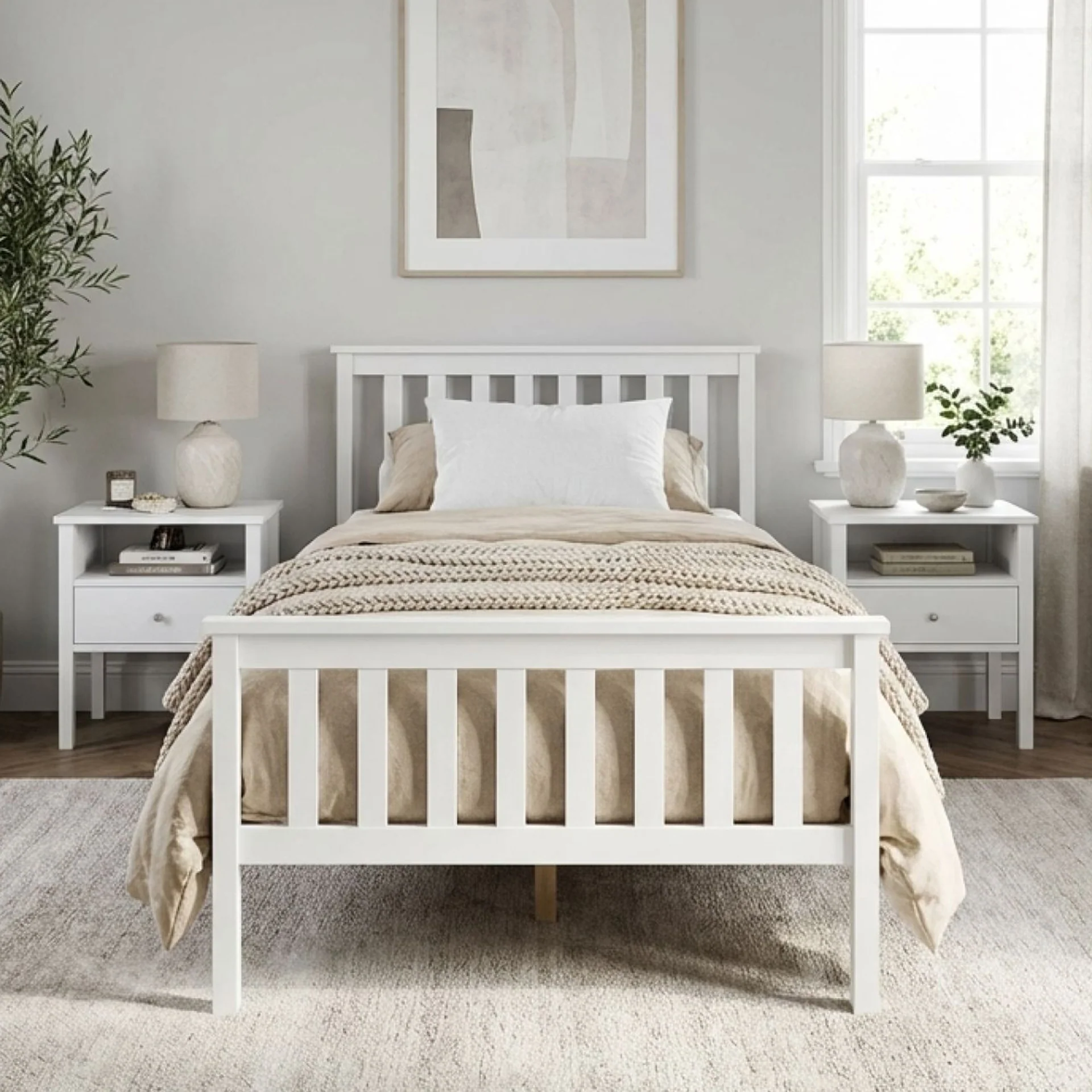 Andes King Single Wooden Bed Frame - White - Image 3